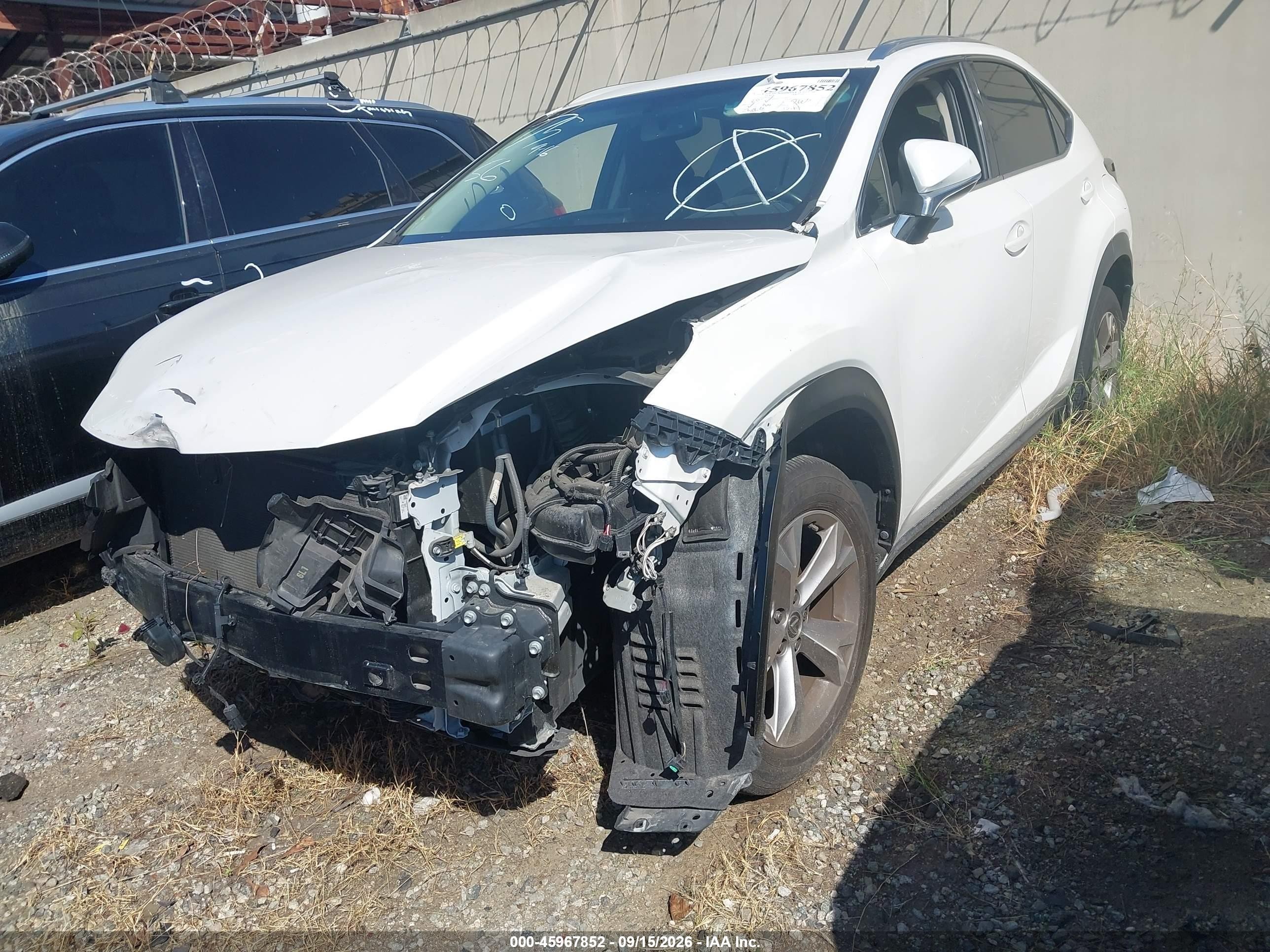 2017 Lexus NX 200t VIN JTJYARBZ2H2067938 IAAI salvage auction — Front End, Salvage Certificate (California), sold $7,100 on 2026-09-13 (photo 2)