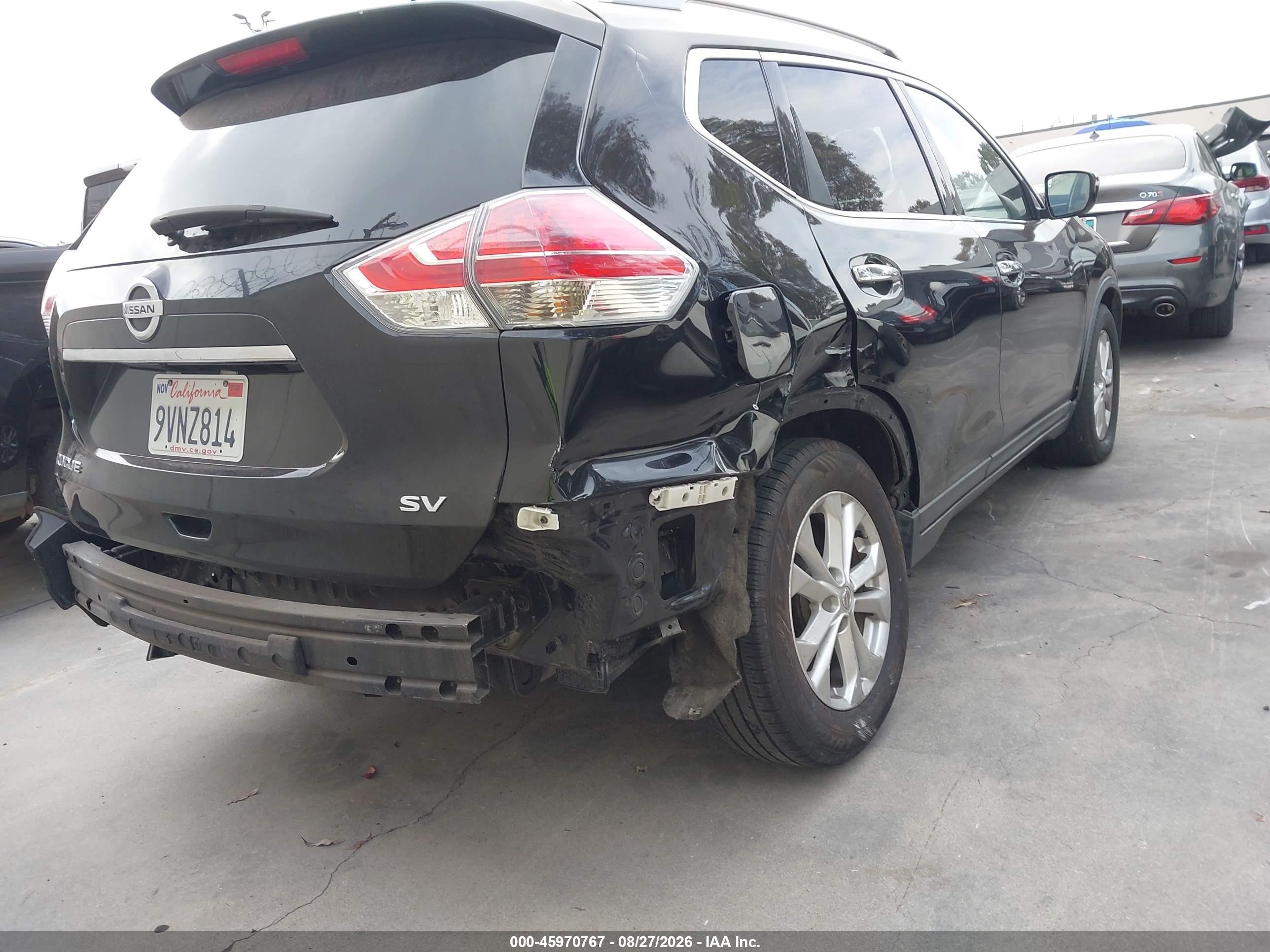 2016 Nissan Rogue VIN KNMAT2MT1GP718329 IAAI salvage auction — Rear End, Salvage Certificate (California), sold $1,400 on 2026-09-12 (photo 4)