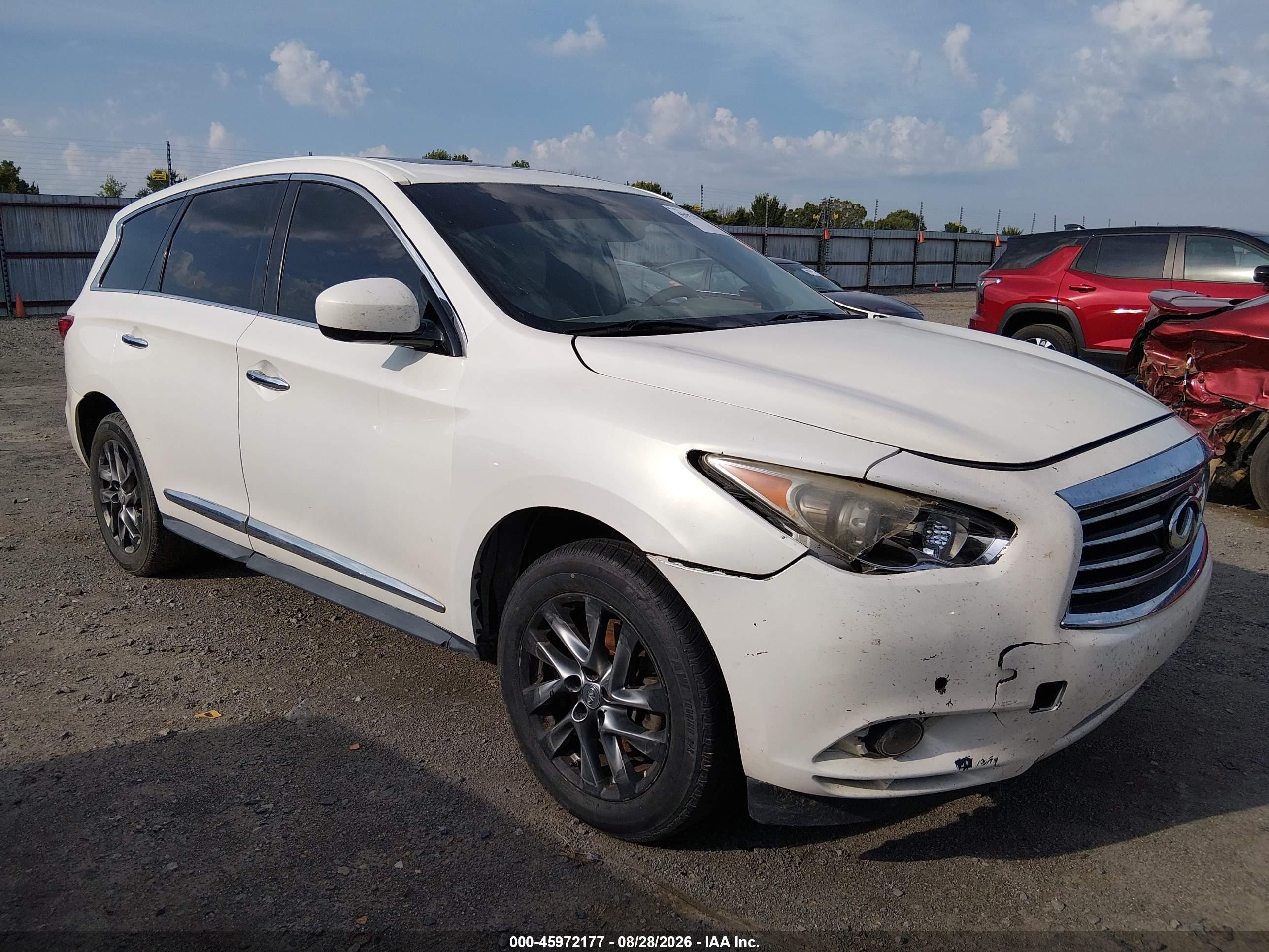 2013 Infiniti Jx VIN 5N1AL0MM5DC312940 IAAI salvage auction — Normal Wear, Clear (Arkansas), sold $1,000 on 2026-09-18 (photo 1)