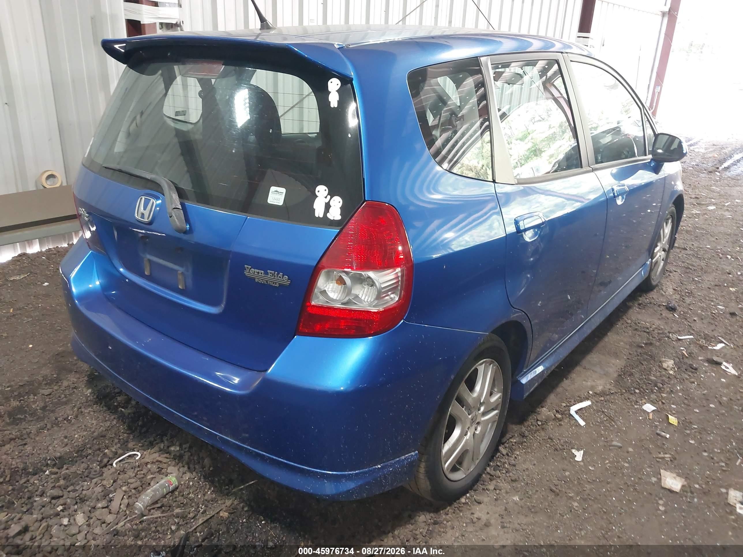 2007 Honda Fit VIN JHMGD38667S016844 IAAI salvage auction — Water/Flood, Clear (Virginia), sold $1,850 on 2026-10-01 (photo 4)