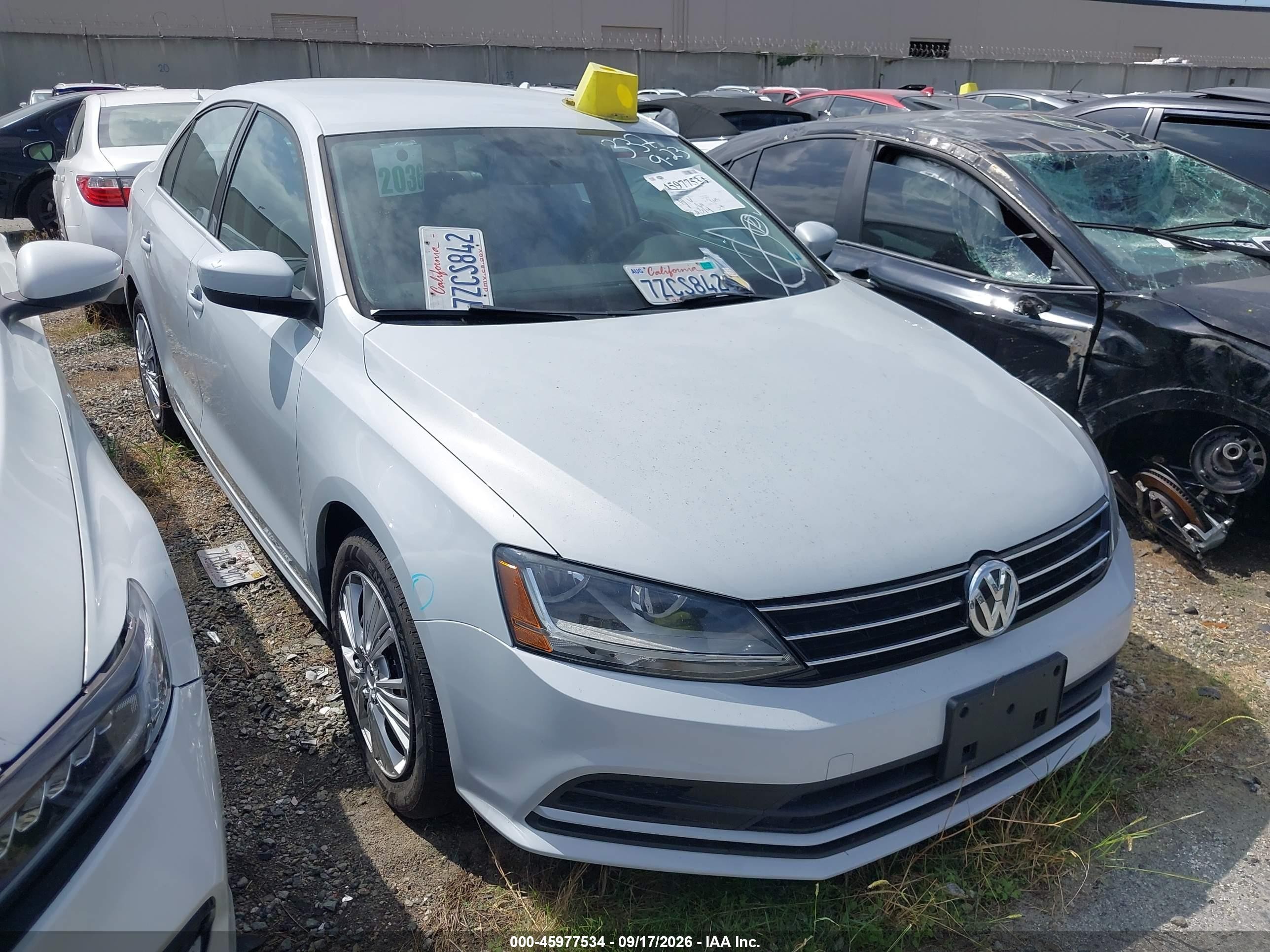 2017 Volkswagen Jetta VIN 3VW2B7AJ3HM343006 IAAI salvage auction — Side, Salvage Certificate (California), sold $3,850 on 2026-09-19 (photo 1)