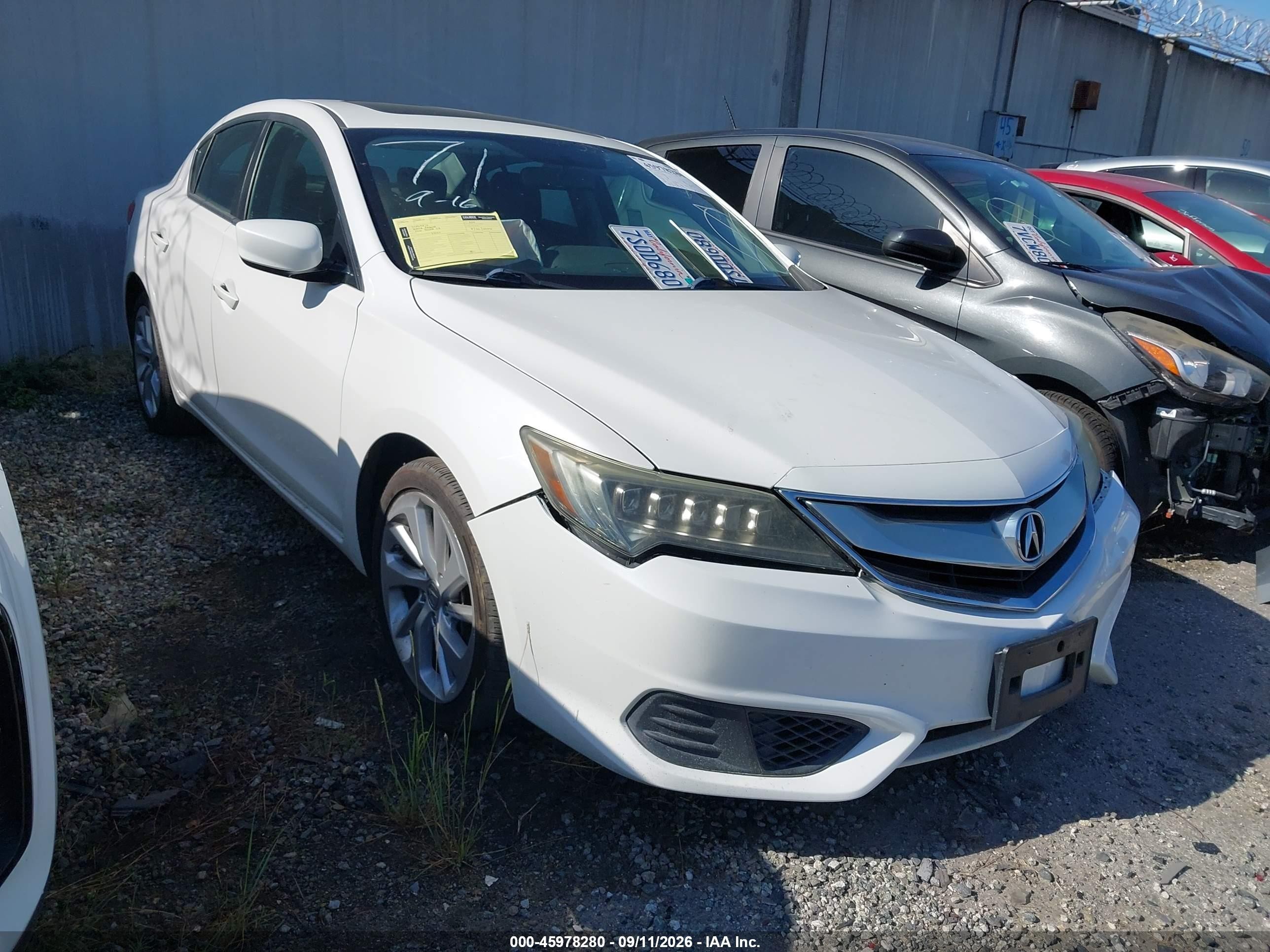 2016 Acura ILX VIN 19UDE2F35GA024722 IAAI salvage auction — Front End, Salvage Certificate (California), sold $2,700 on 2026-09-13 (photo 1)