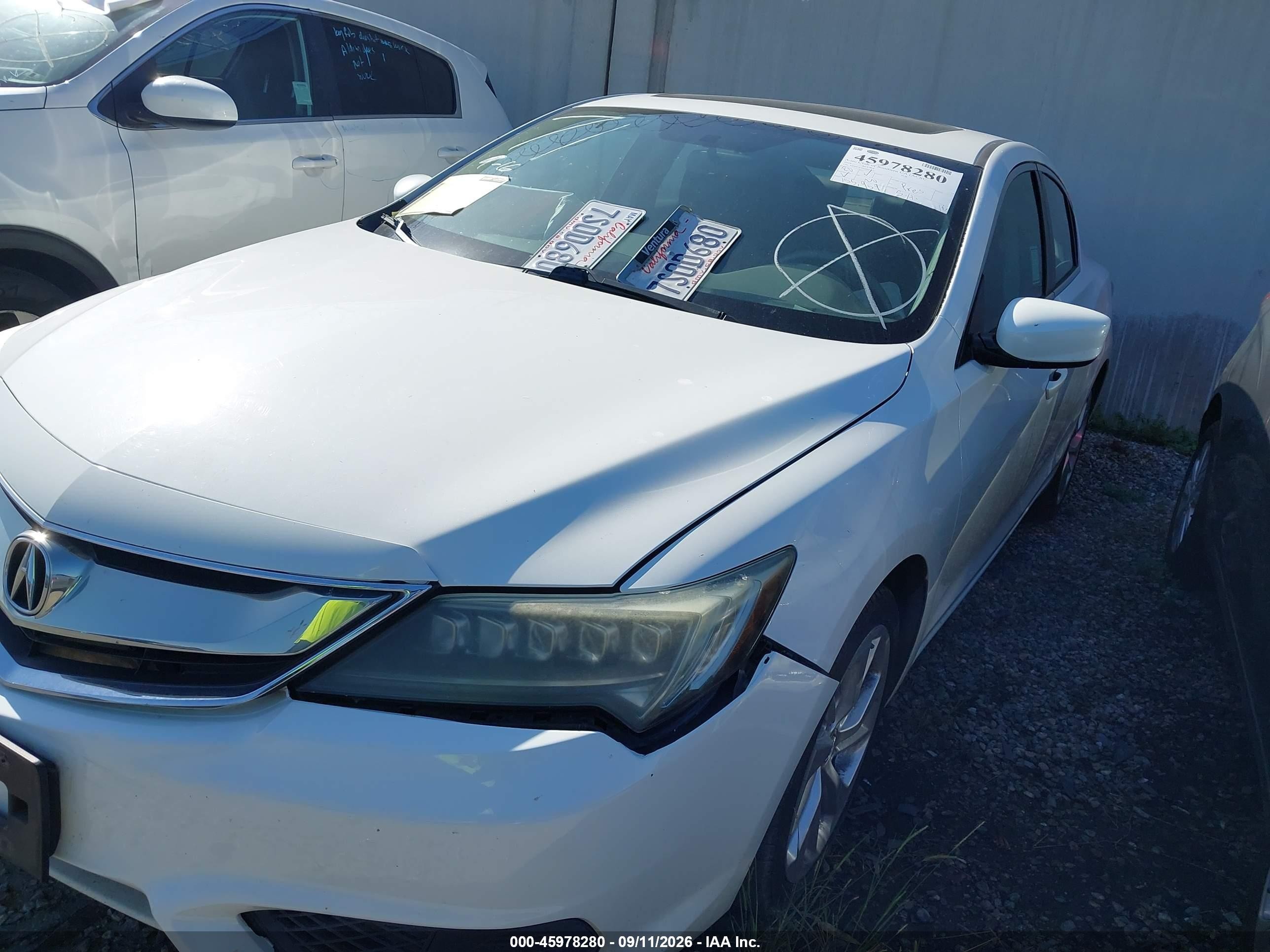 2016 Acura ILX VIN 19UDE2F35GA024722 IAAI salvage auction — Front End, Salvage Certificate (California), sold $2,700 on 2026-09-13 (photo 2)