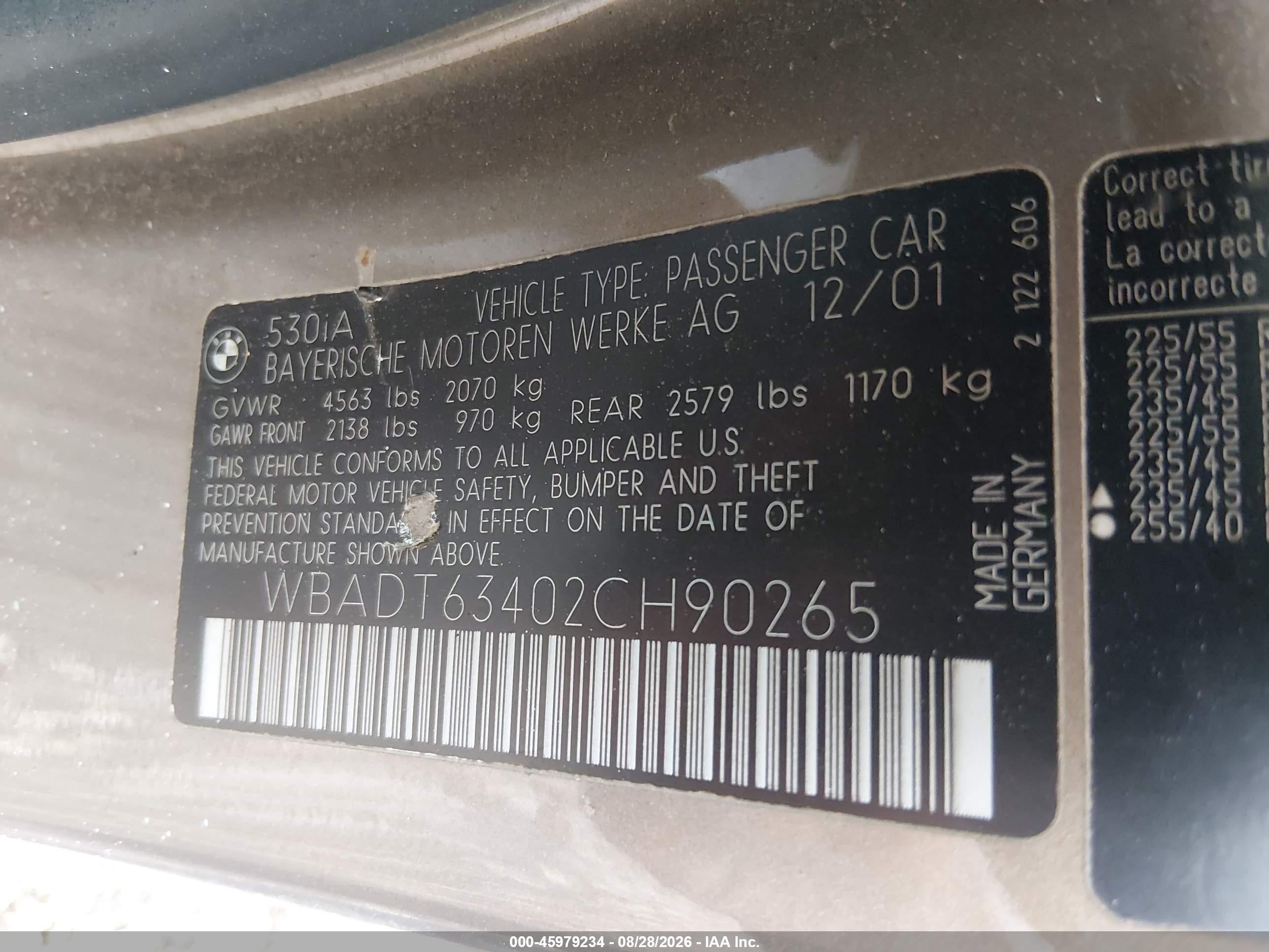 2002 BMW 5 series VIN WBADT63402CH90265 IAAI salvage auction — Normal Wear, Clear (New York), sold $600 on 2026-10-04 (photo 9)