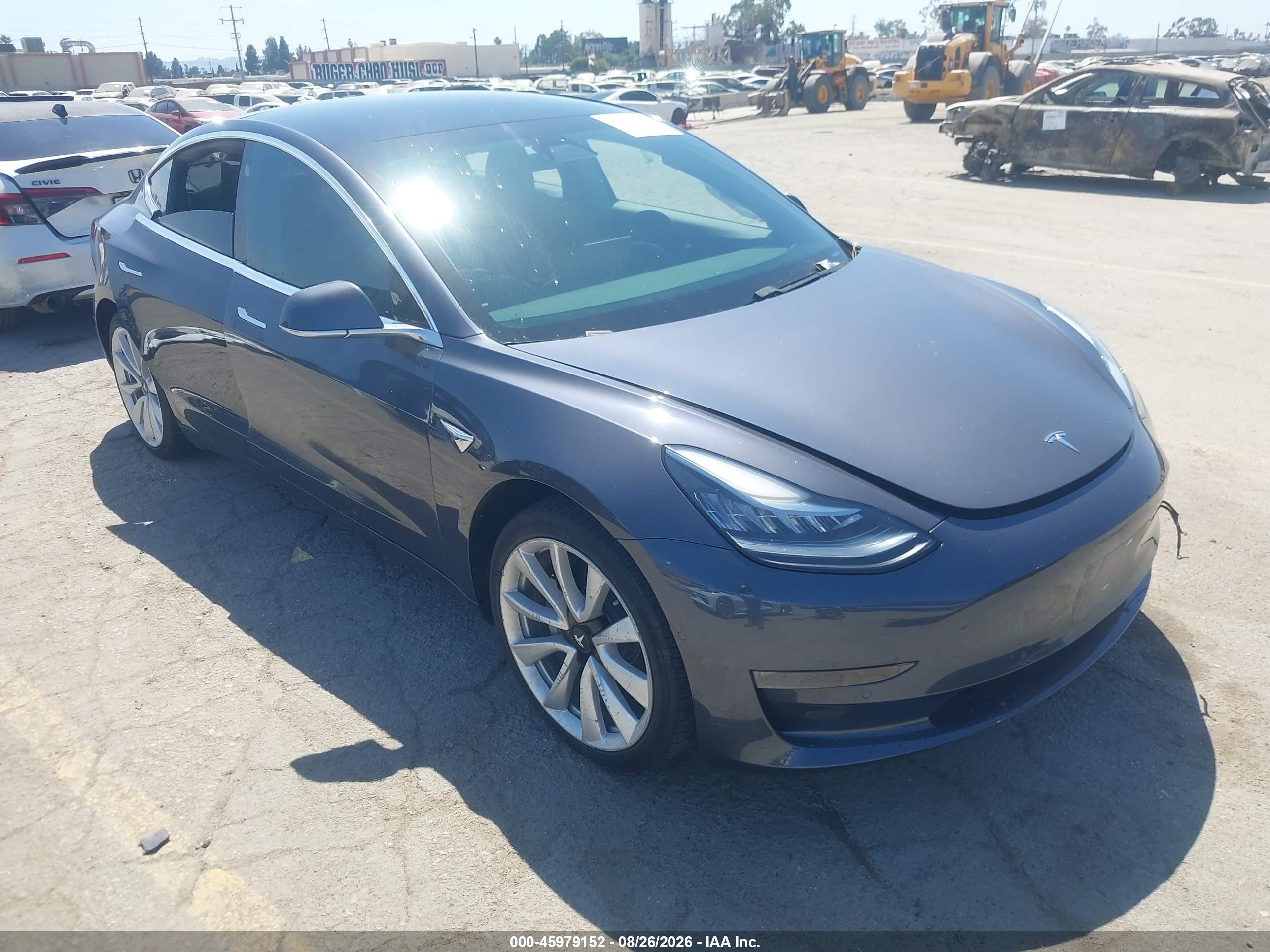 2018 Tesla Model 3 VIN 5YJ3E1EA5JF012086 IAAI salvage auction — Side, Salvage (California), sold $4,500 on 2026-09-13 (photo 1)