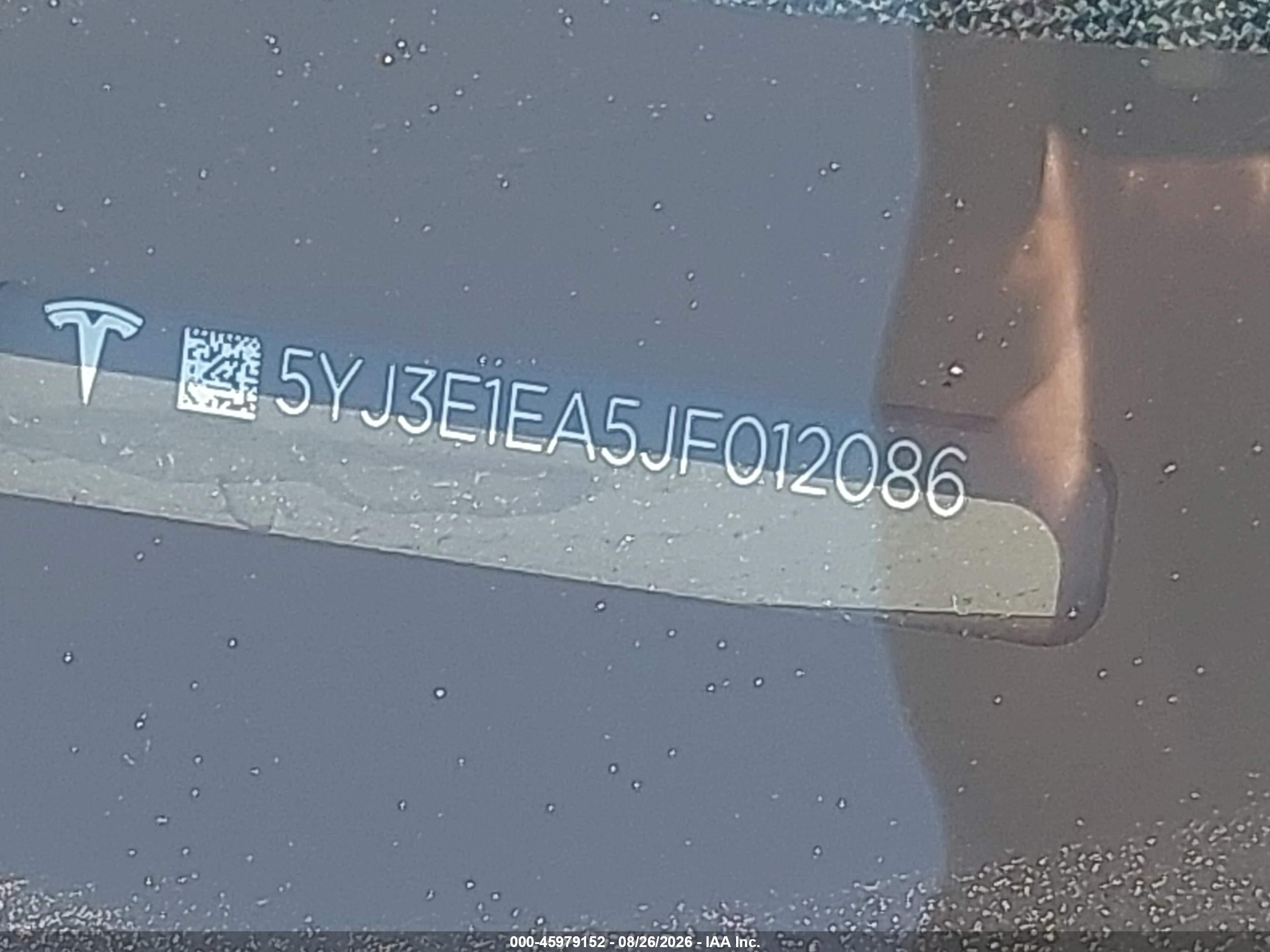 2018 Tesla Model 3 VIN 5YJ3E1EA5JF012086 IAAI salvage auction — Side, Salvage (California), sold $4,500 on 2026-09-13 (photo 9)