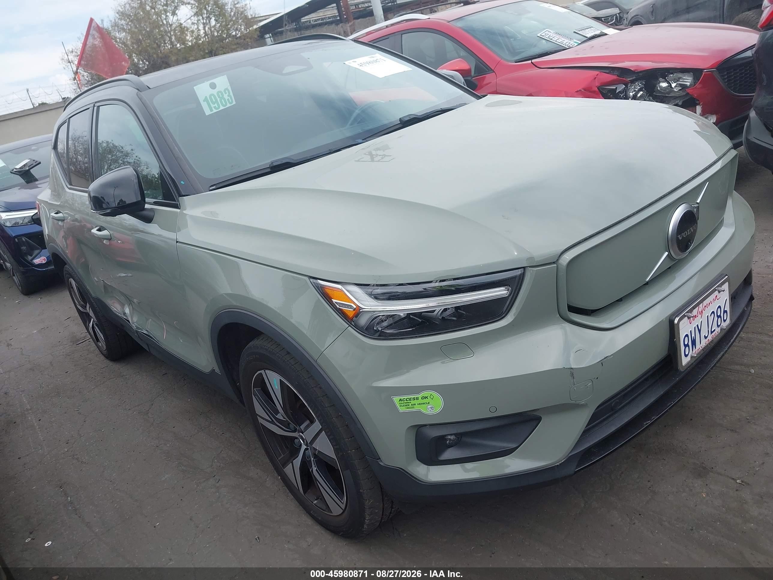 2021 Volvo XC40 Recharge VIN YV4ED3UR5M2589252 — IAAI salvage auction photo