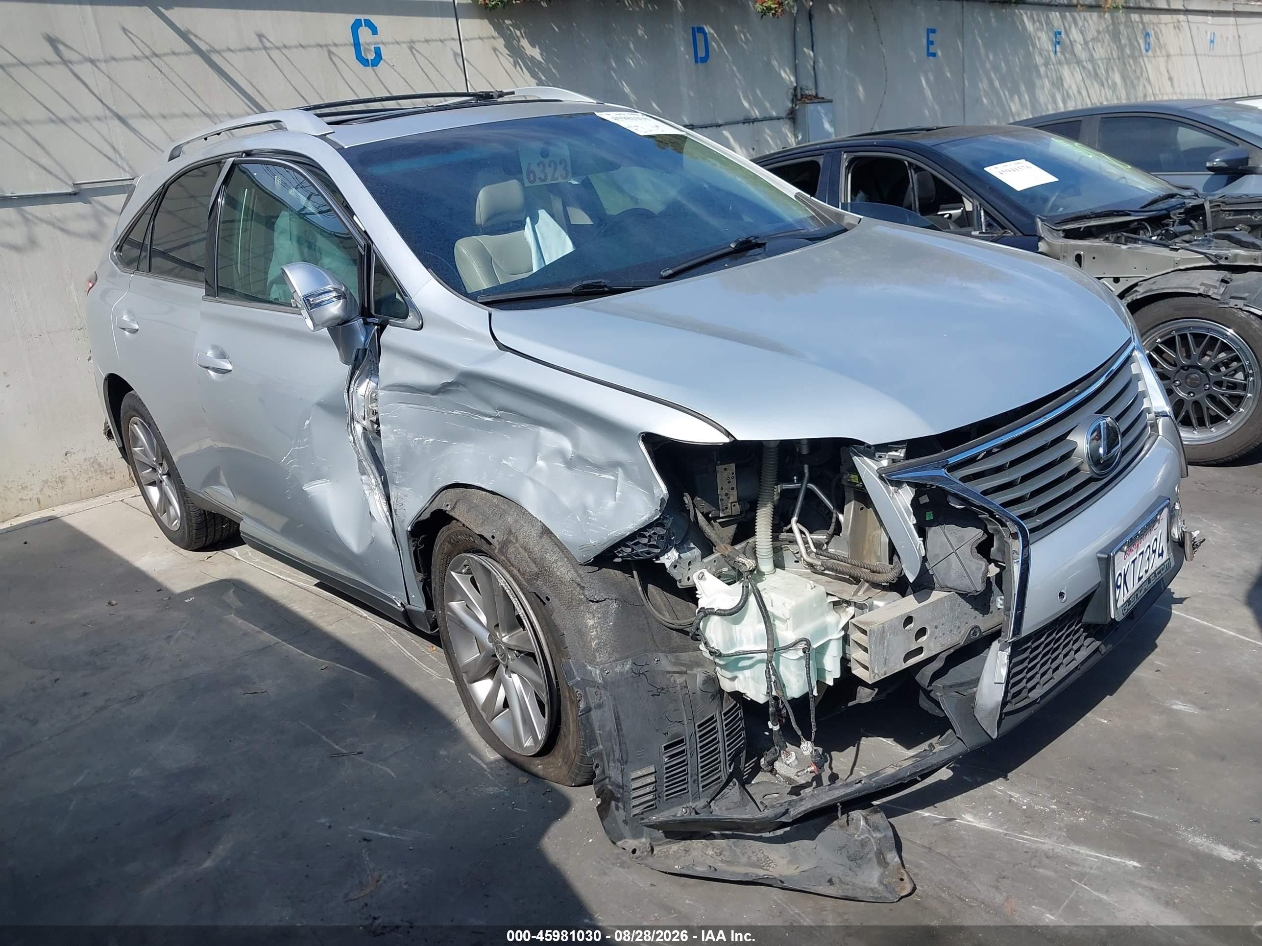 2013 Lexus RX 350 VIN 2T2ZK1BA4DC093013 IAAI salvage auction — Side, Salvage Certificate (California), sold $4,150 on 2026-09-13 (photo 1)