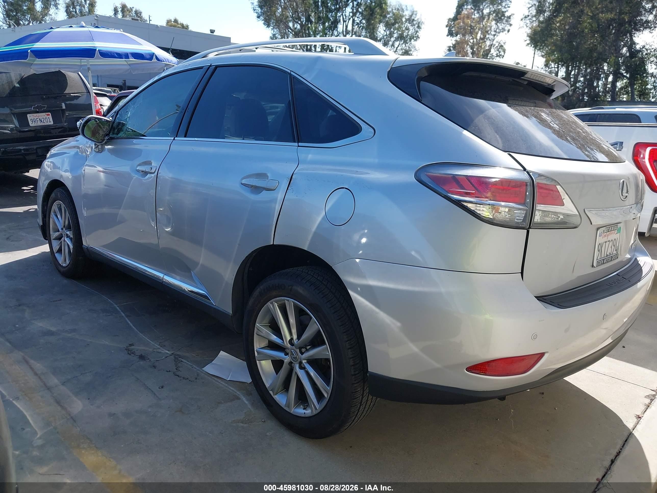 2013 Lexus RX 350 VIN 2T2ZK1BA4DC093013 IAAI salvage auction — Side, Salvage Certificate (California), sold $4,150 on 2026-09-13 (photo 3)