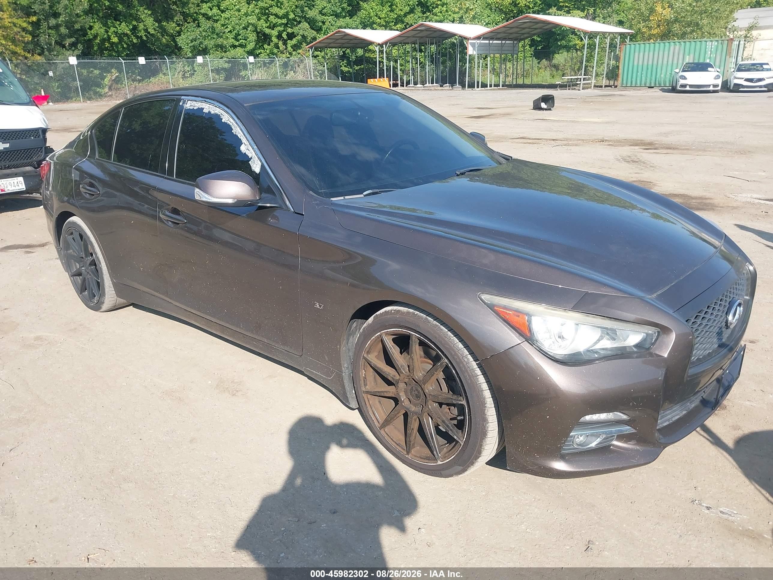 2014 Infiniti Q50 VIN JN1BV7AP3EM691767 IAAI salvage auction — Normal Wear, Clear (Maryland), sold $875 on 2026-09-08 (photo 1)