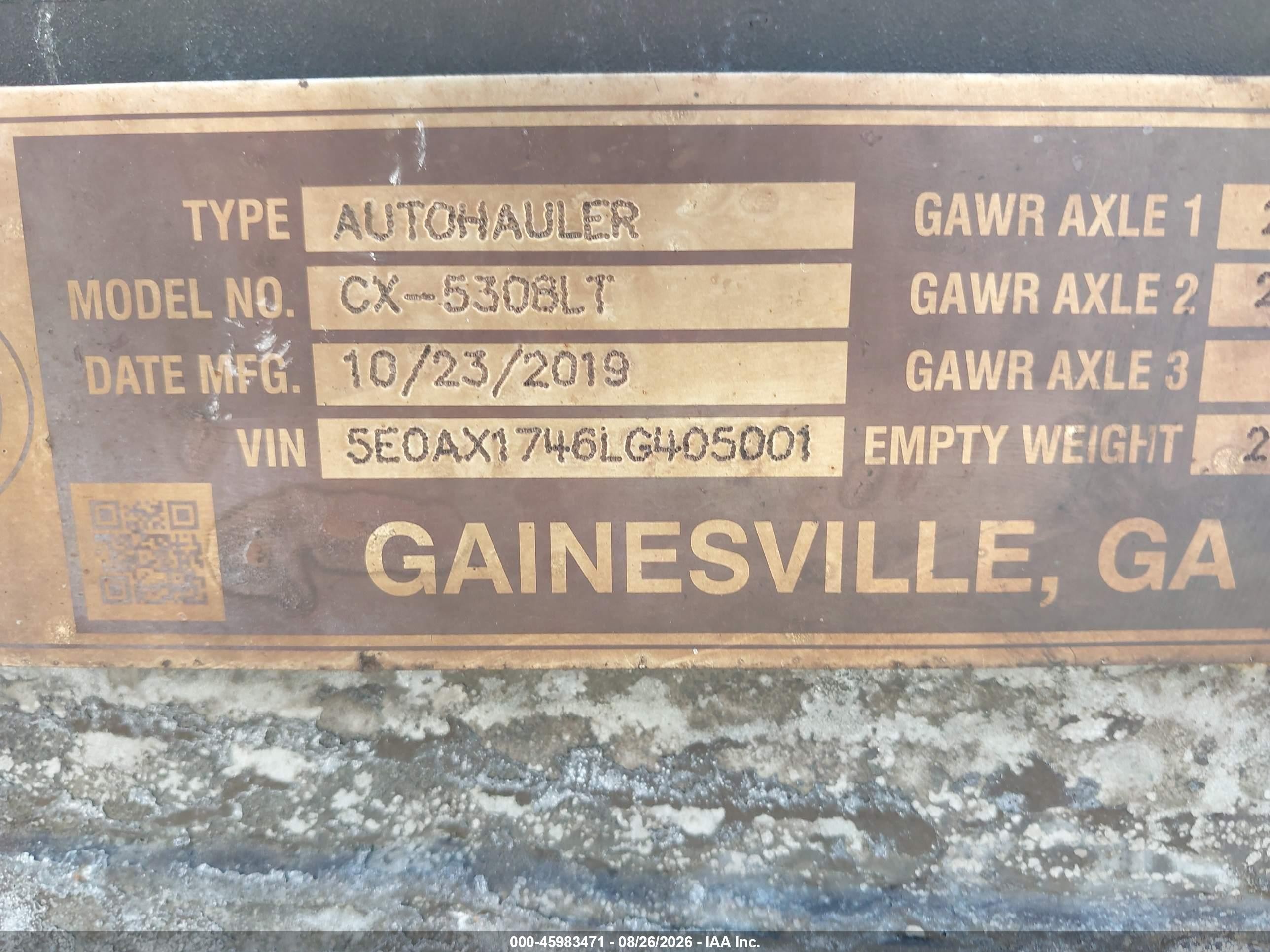 2020 Cottrell Inc Unknown VIN 5E0AX1746LG405001 IAAI salvage auction — Unknown, Salvage (Pennsylvania), sold $7,350 on 2026-10-06 (photo 9)