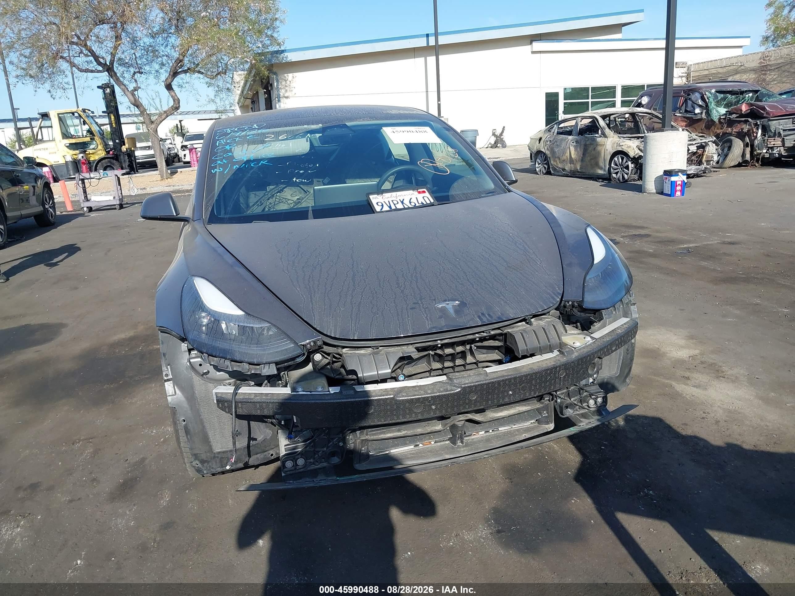 2023 Tesla Model 3 VIN 5YJ3E1EA1PF616436 IAAI salvage auction — Front & Rear, Salvage Certificate (California), sold $8,900 on 2026-10-02 (photo 6)