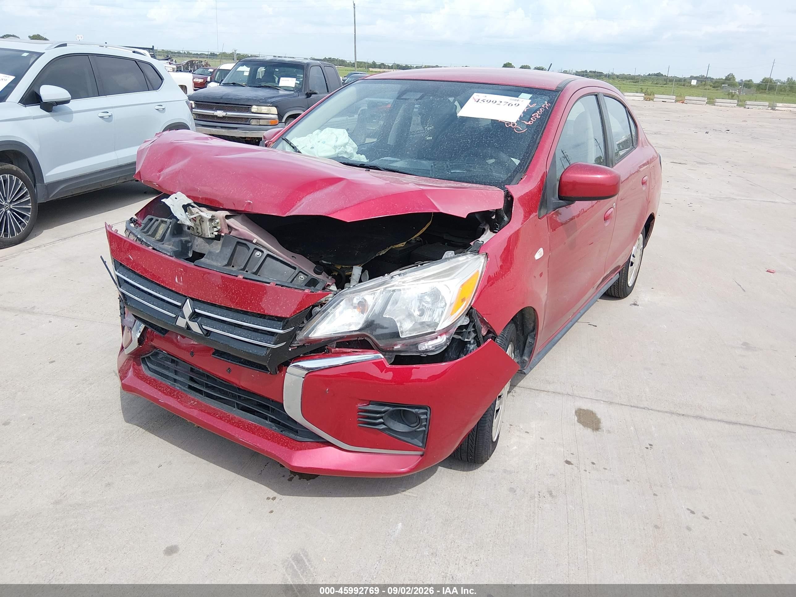 2021 Mitsubishi Mirage VIN ML32FUFJXMHF03689 IAAI salvage auction — Front End, Salvage (Texas), sold $1,650 on 2026-10-02 (photo 6)