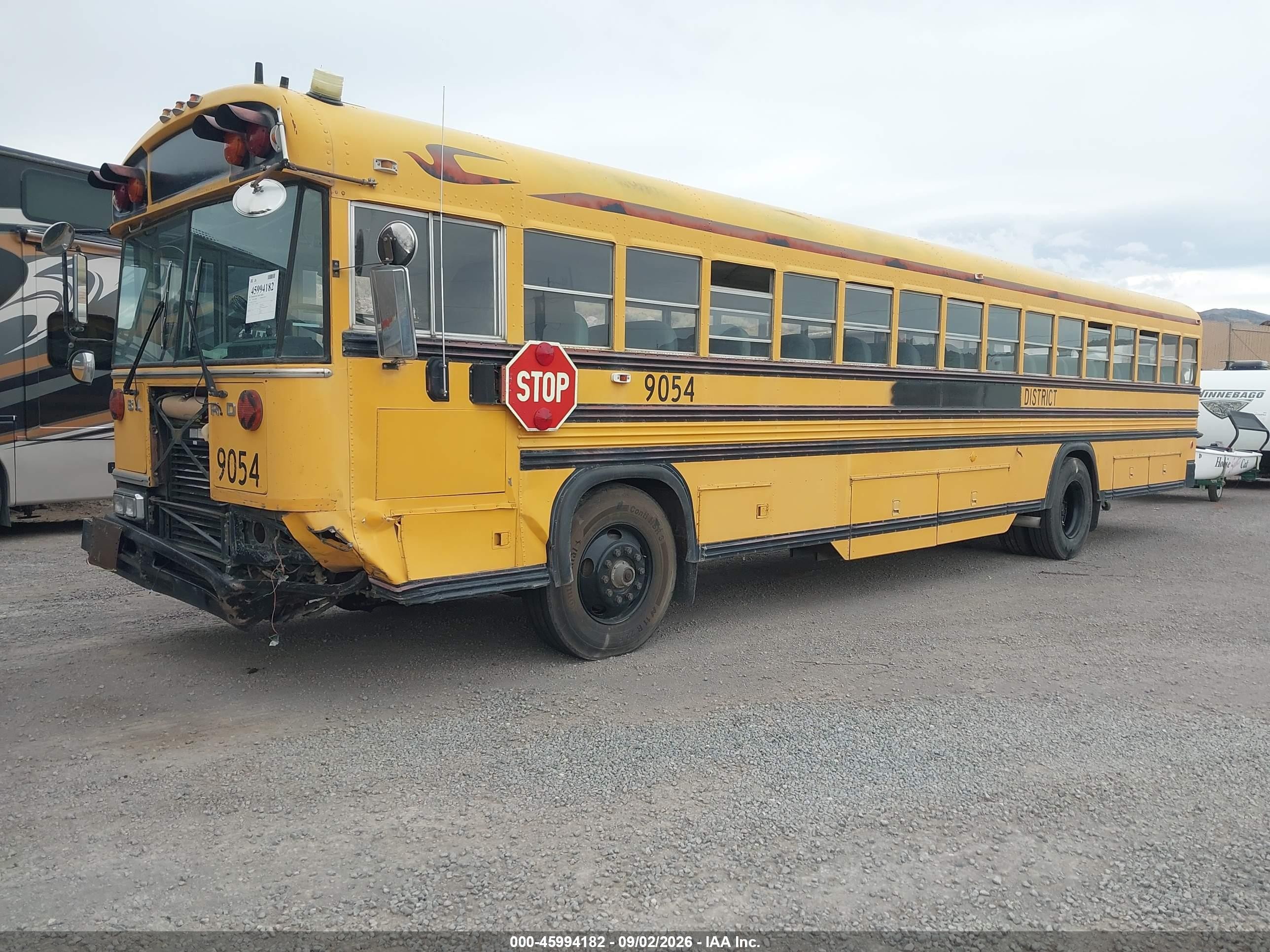 1990 Blue Bird School Bus / Transit Bus VIN 1BABMC7A5LF037070 IAAI salvage auction — Front End, Clear (Indiana), sold $25 on 2026-09-23 (photo 2)