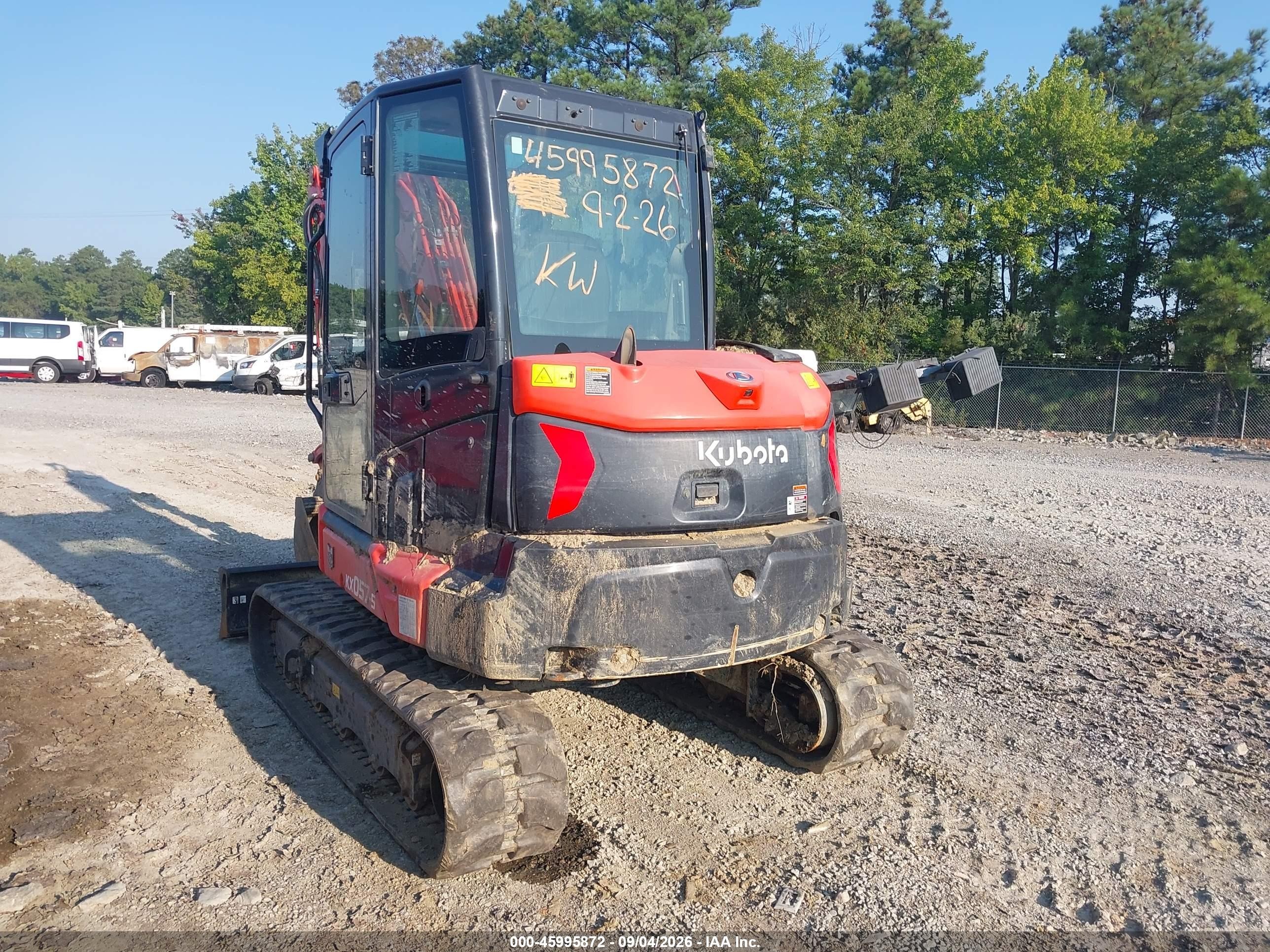 2022 Kubota Kx057-5r3a-50 VIN KBCDZ37CAN3D14120 IAAI salvage auction — Unknown, Bill Of Sale (Virginia), sold $27,050 on 2026-09-09 (photo 3)