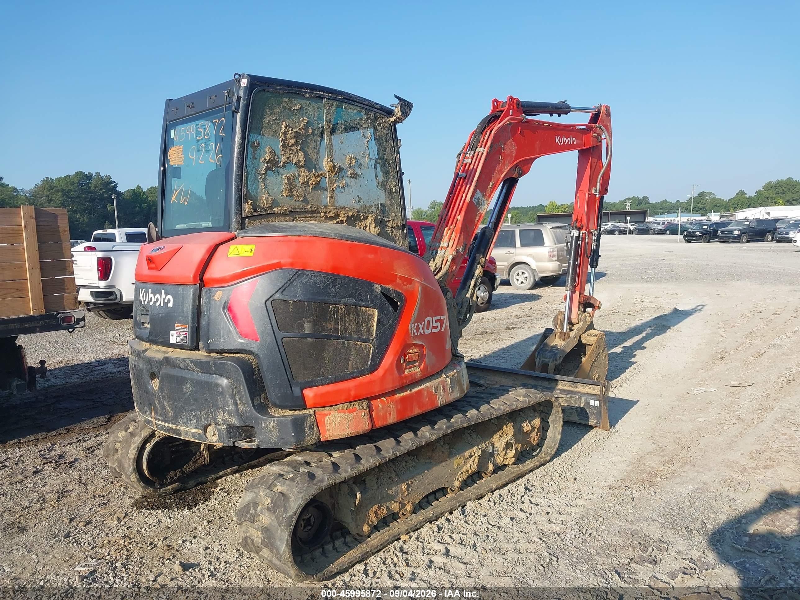 2022 Kubota Kx057-5r3a-50 VIN KBCDZ37CAN3D14120 IAAI salvage auction — Unknown, Bill Of Sale (Virginia), sold $27,050 on 2026-09-09 (photo 4)