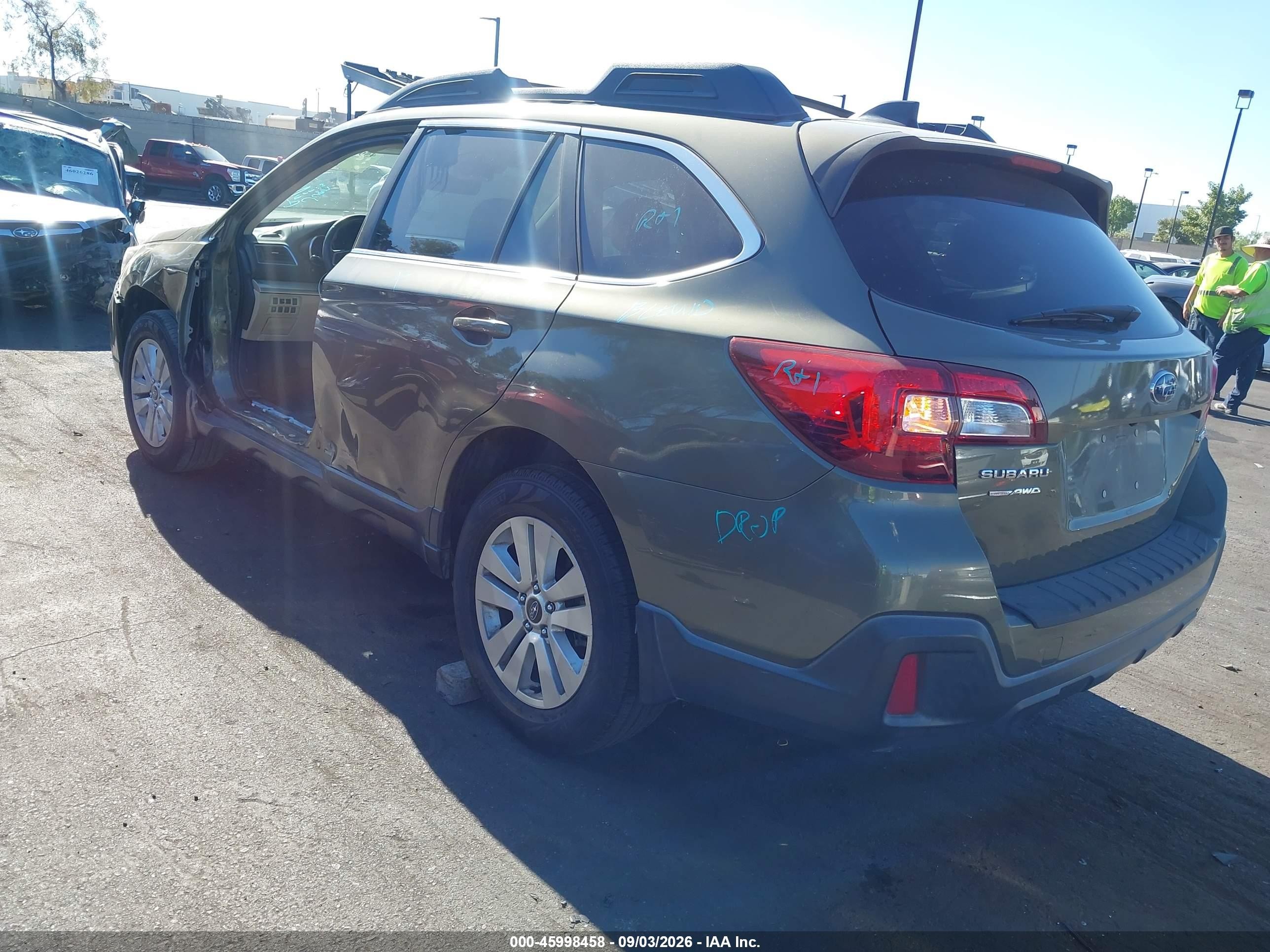 2019 Subaru Outback VIN 4S4BSAFC8K3267068 IAAI salvage auction — Side, Salvage Certificate (California), sold $3,350 on 2026-09-14 (photo 3)