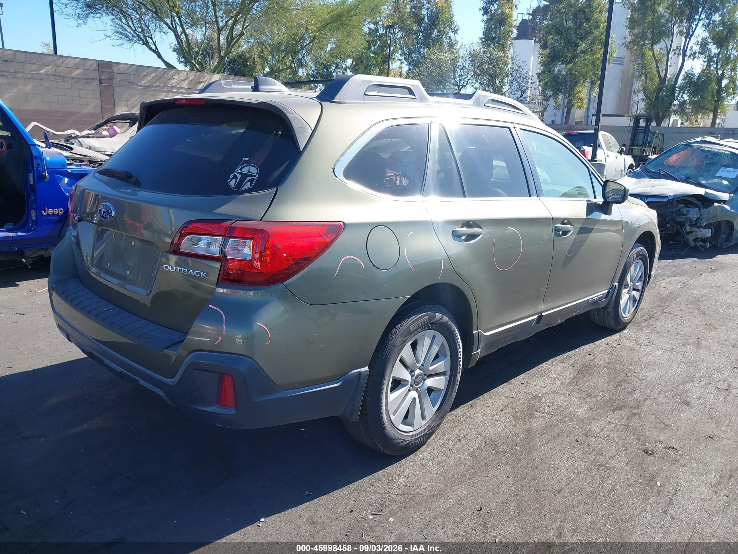2019 Subaru Outback VIN 4S4BSAFC8K3267068 IAAI salvage auction — Side, Salvage Certificate (California), sold $3,350 on 2026-09-14 (photo 4)