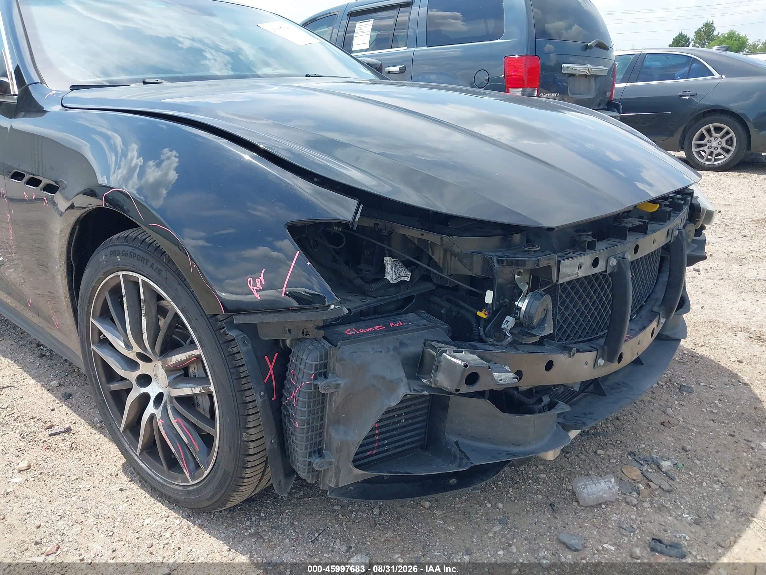 2016 Maserati Ghibli VIN ZAM57XSA7G1181050 IAAI salvage auction — Front End, Salvage (Texas), sold $3,950 on 2026-09-23 (photo 6)