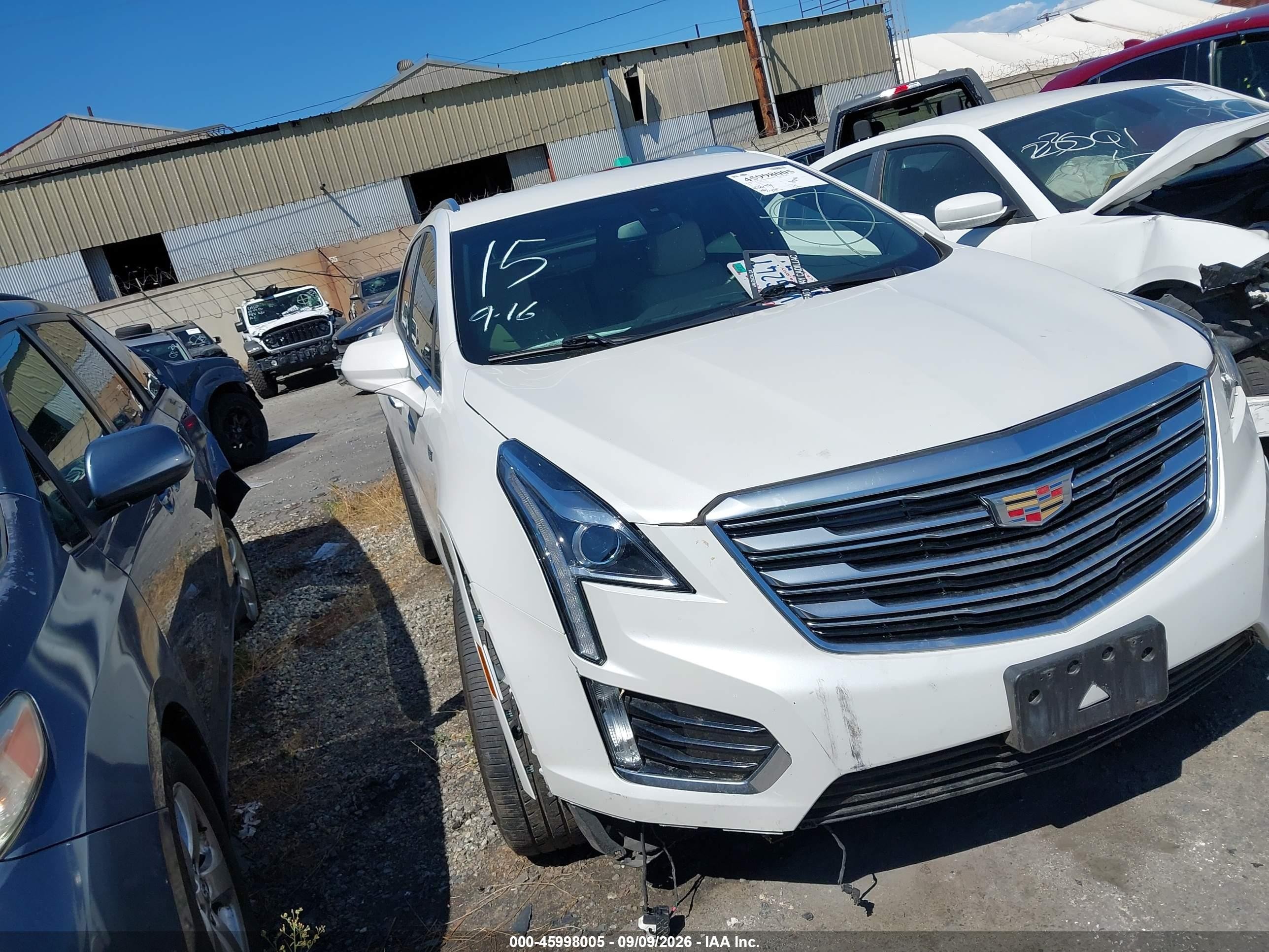 2019 Cadillac Xt5 VIN 1GYKNARS1KZ188220 IAAI salvage auction — Unknown, Salvage Certificate (California), sold $3,300 on 2026-09-11 (photo 1)