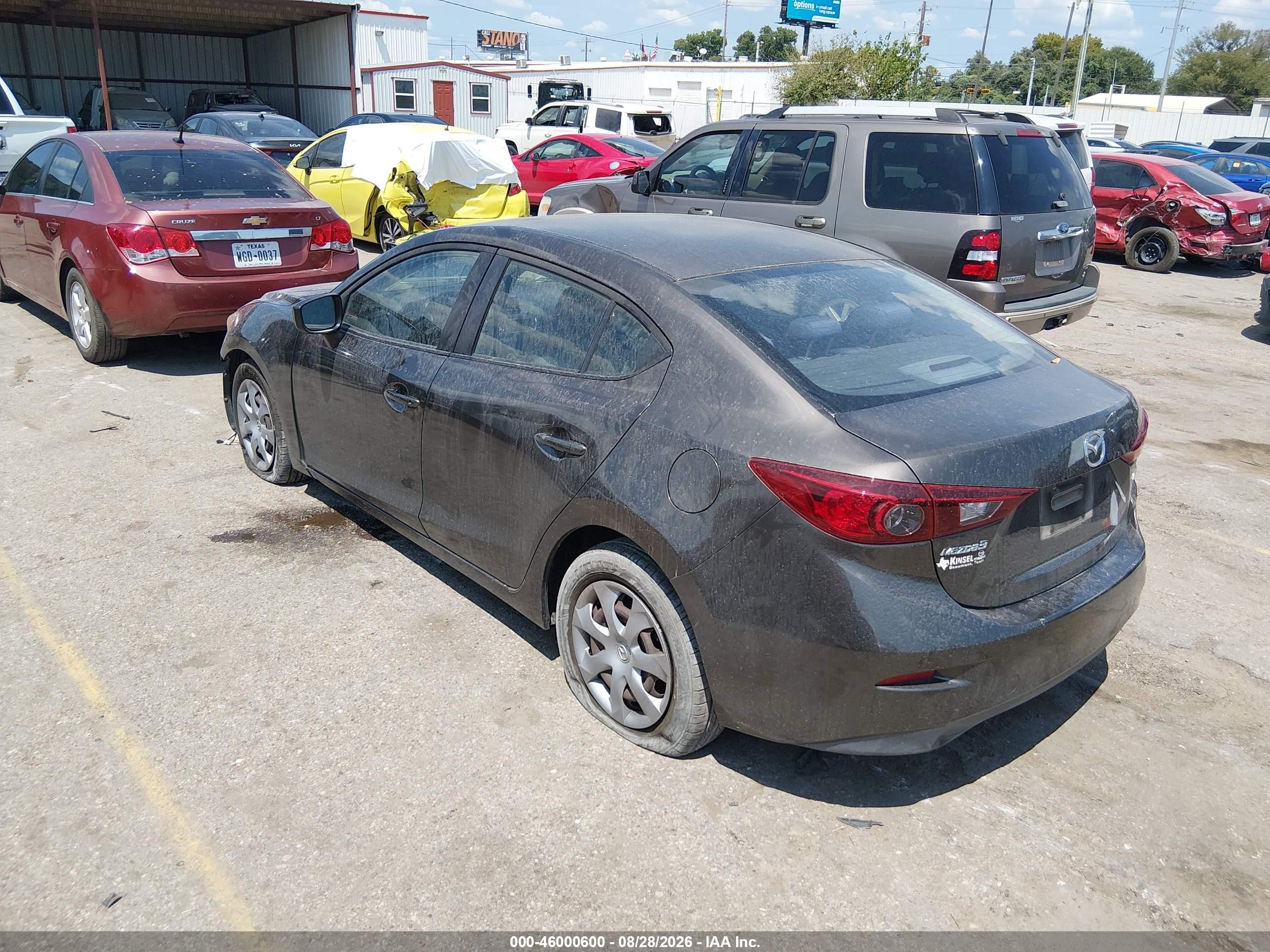 2014 Mazda 3 VIN JM1BM1U7XE1148765 IAAI salvage auction — Front & Rear, Salvage (Texas), sold $1,350 on 2026-10-08 (photo 3)