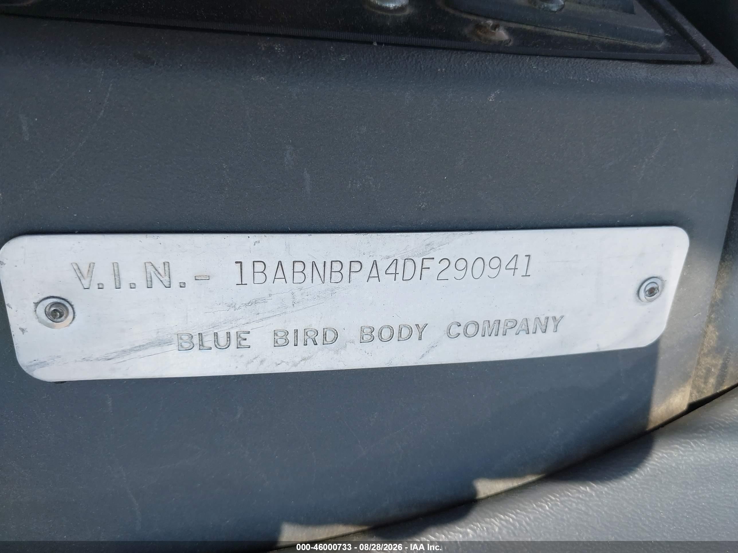 2013 Blue Bird School Bus / Transit Bus VIN 1BABNBPA4DF290941 IAAI salvage auction — Normal Wear, Sf97 (Texas), sold $21,600 on 2026-09-16 (photo 9)