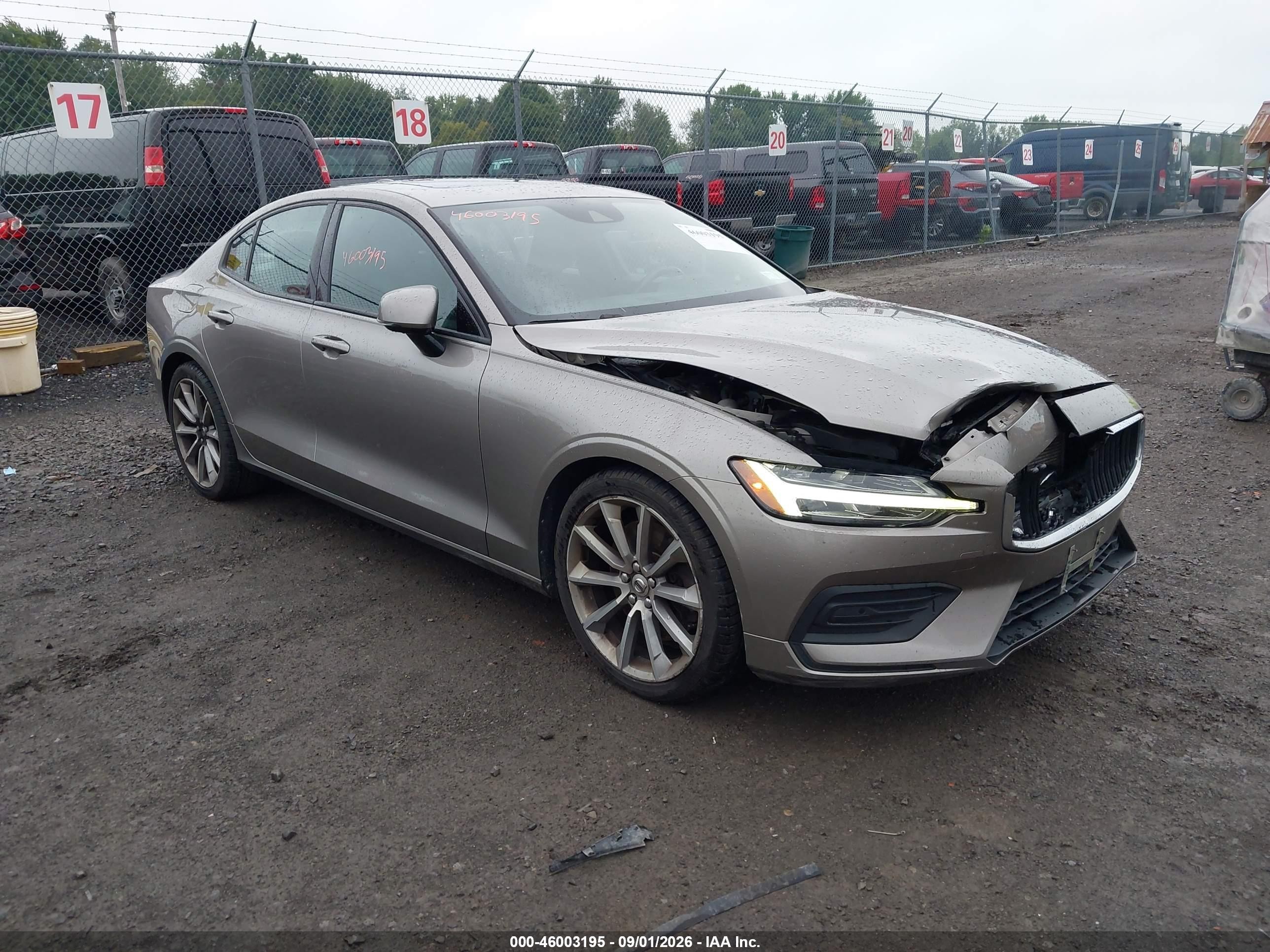 2019 Volvo S60 VIN 7JRA22TK3KG013876 IAAI salvage auction — Front End, Mv-907A (New York), sold $6,400 on 2026-09-13 (photo 1)