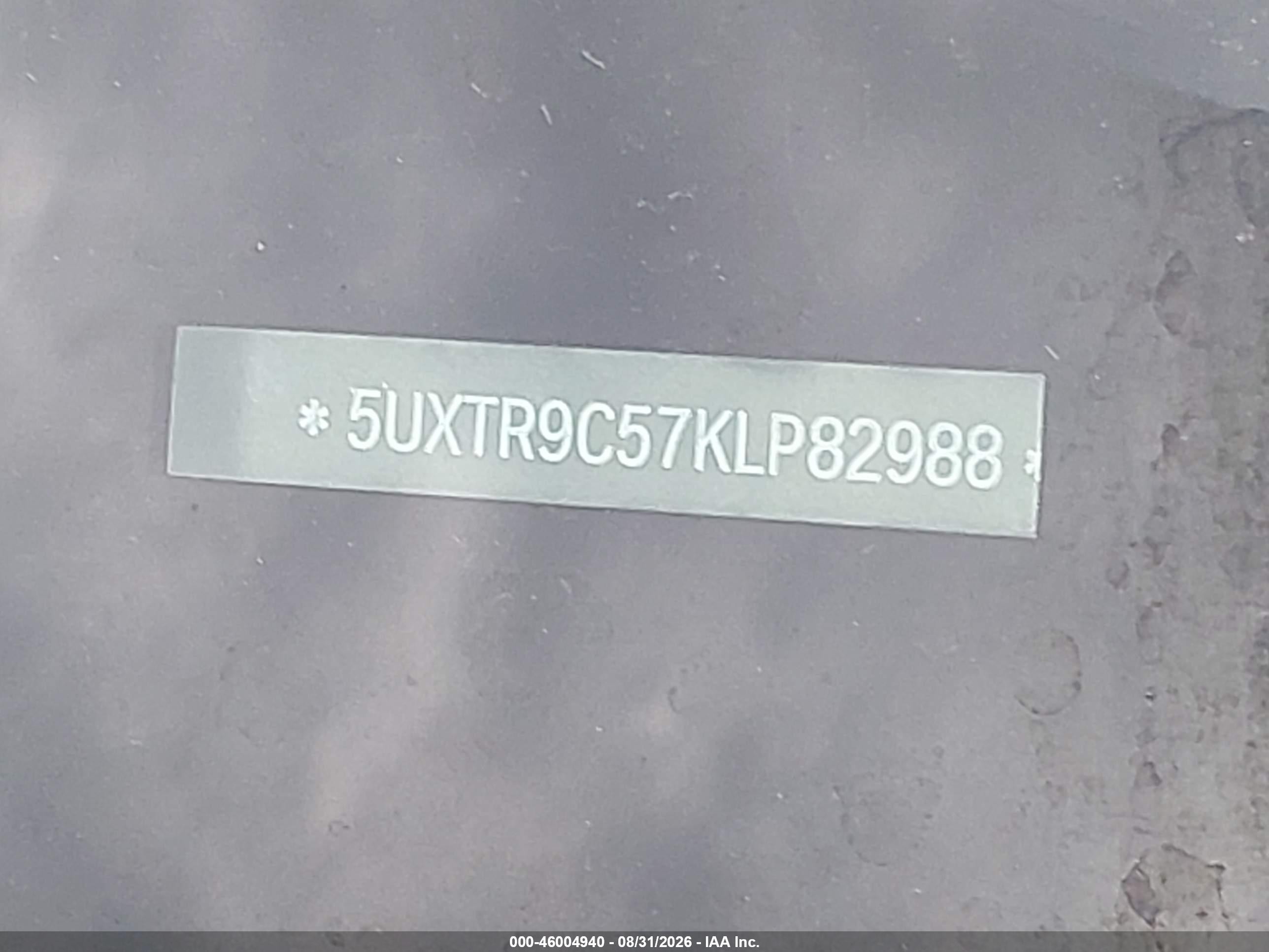 2019 BMW X3 VIN 5UXTR9C57KLP82988 IAAI salvage auction — Front End, Salvage (Indiana), sold $10,200 on 2026-10-05 (photo 9)