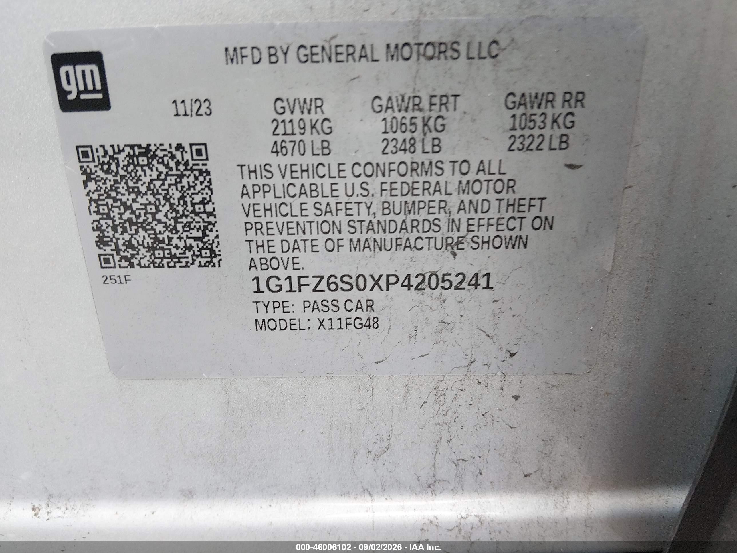 2023 Chevrolet Bolt euv VIN 1G1FZ6S0XP4205241 IAAI salvage auction — Side, Salvage (Idaho), sold $9,100 on 2026-09-18 (photo 9)