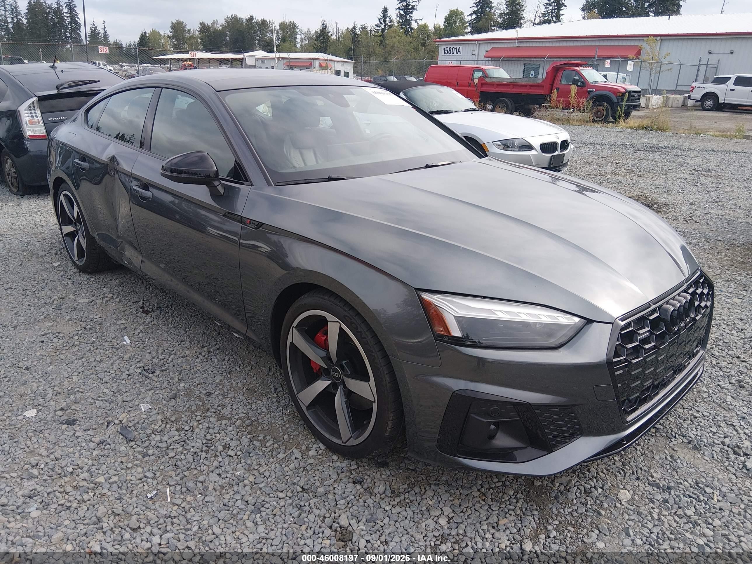 2023 Audi A5 Sportback VIN WAUFACF59PA067693 IAAI salvage auction — Rear End, Bill Of Sale (Washington), sold $15,000 on 2026-09-11 (photo 1)