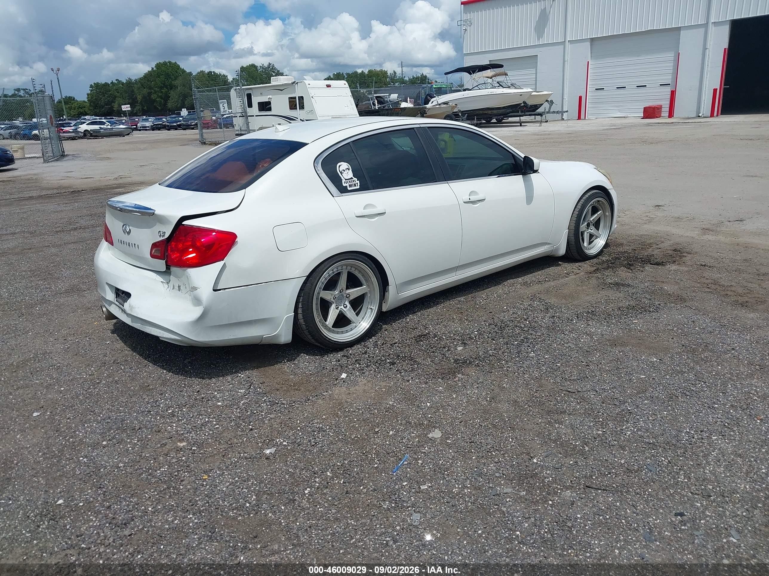 2013 Infiniti G VIN JN1CV6AP4DM305516 IAAI salvage auction — Rear End, Rebuildable (Florida), sold $1,750 on 2026-09-12 (photo 4)