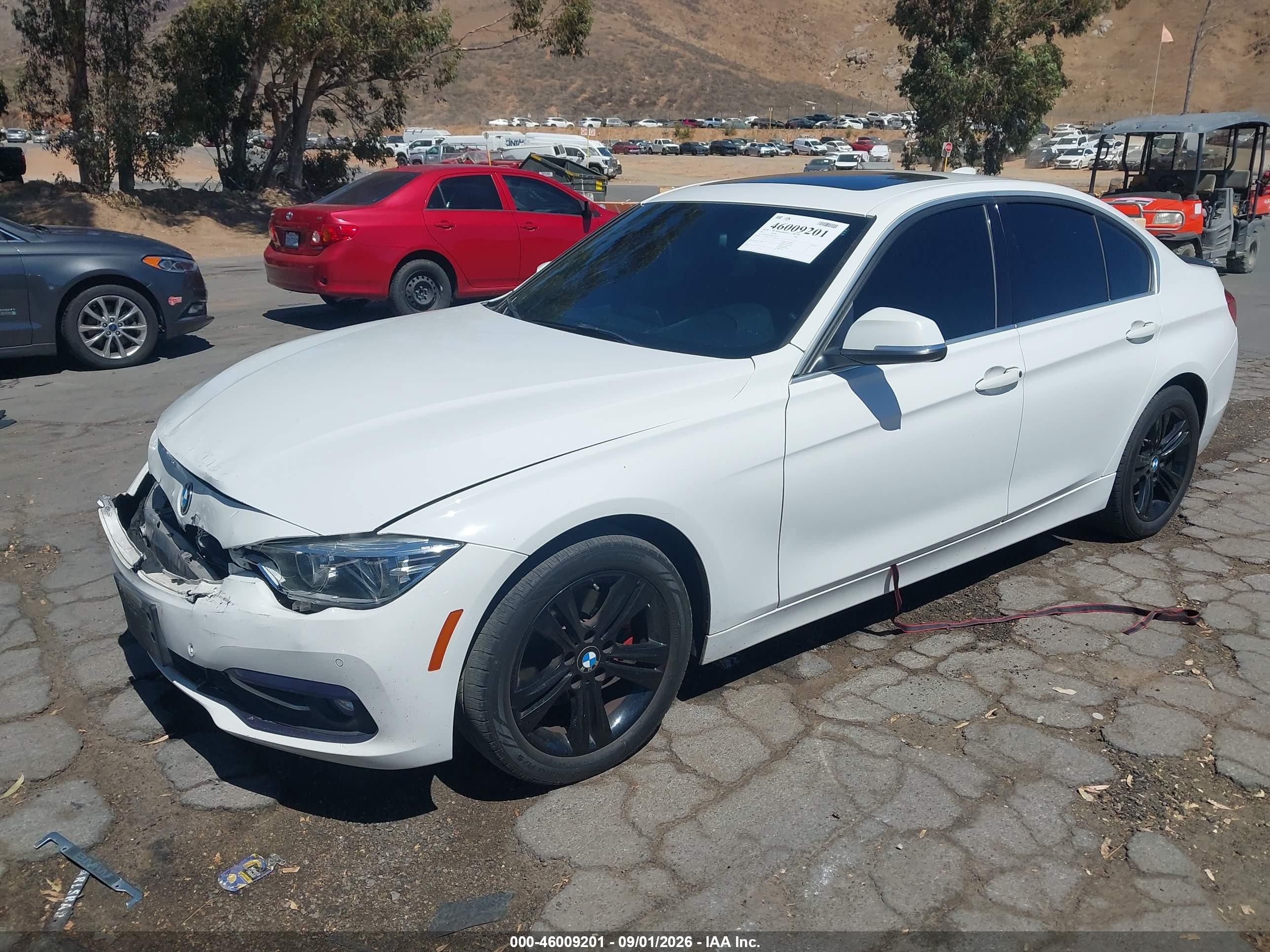 2017 BMW 3er VIN WBA8B9G36HNU53455 IAAI salvage auction — Front End, Salvage (California), sold $3,100 on 2026-10-08 (photo 2)