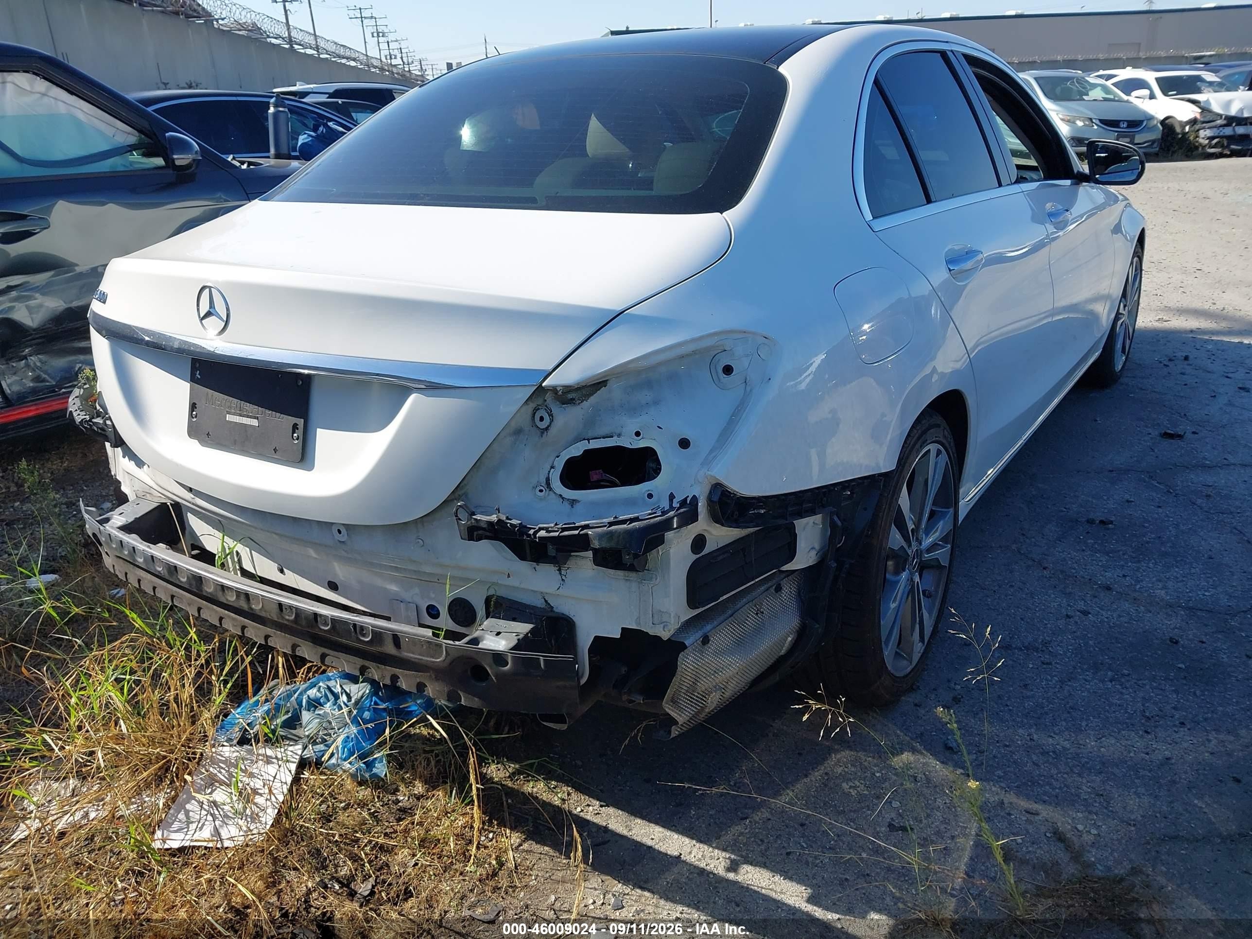 2017 Mercedes-Benz C-Class VIN 55SWF4JB3HU227162 IAAI salvage auction — Rear End, Salvage Certificate (California), sold $5,300 on 2026-09-13 (photo 4)