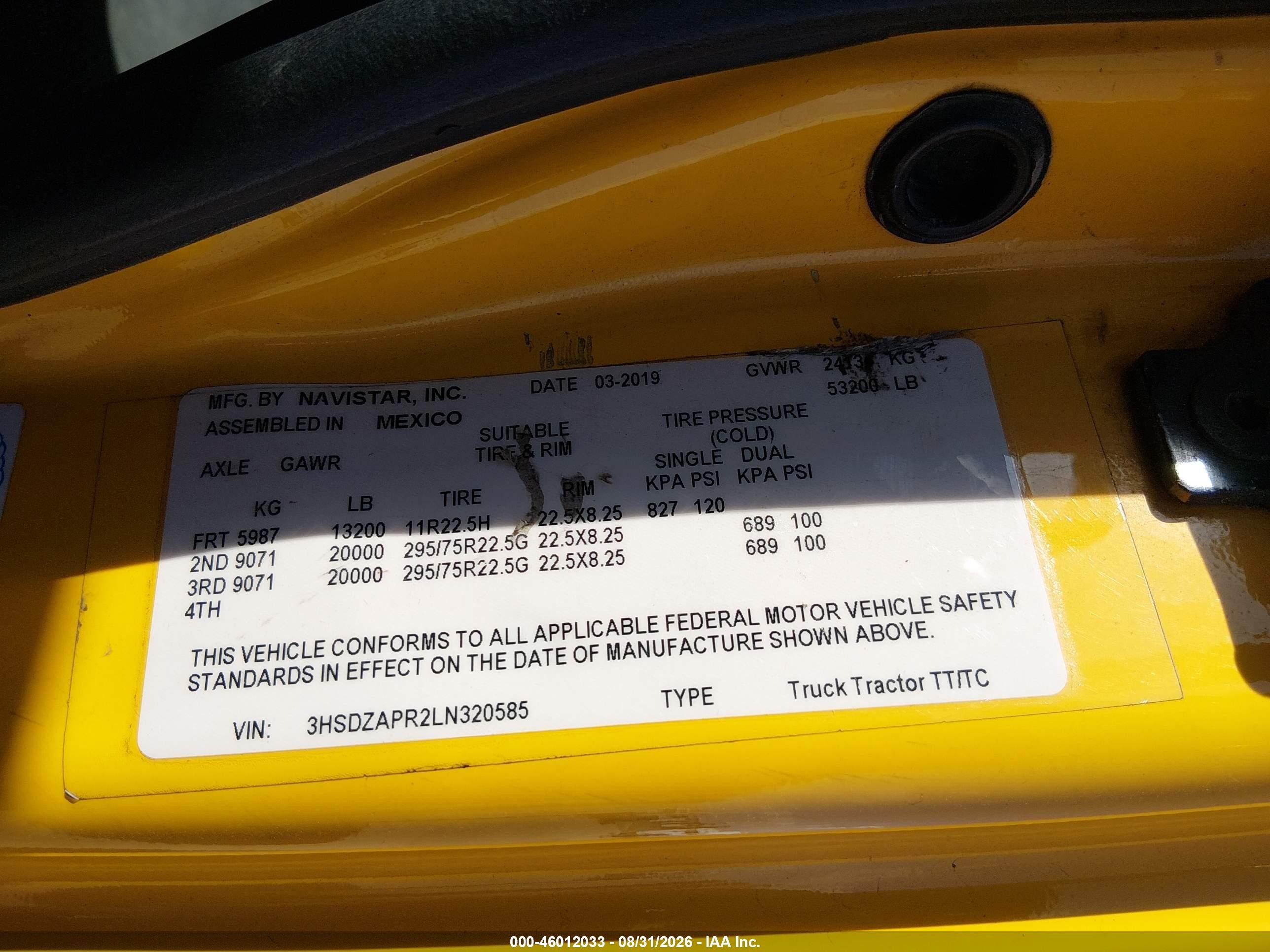 2020 International Lt VIN 3HSDZAPR2LN320585 IAAI salvage auction — Repossession, Clear (Texas), sold $18,000 on 2026-09-18 (photo 8)