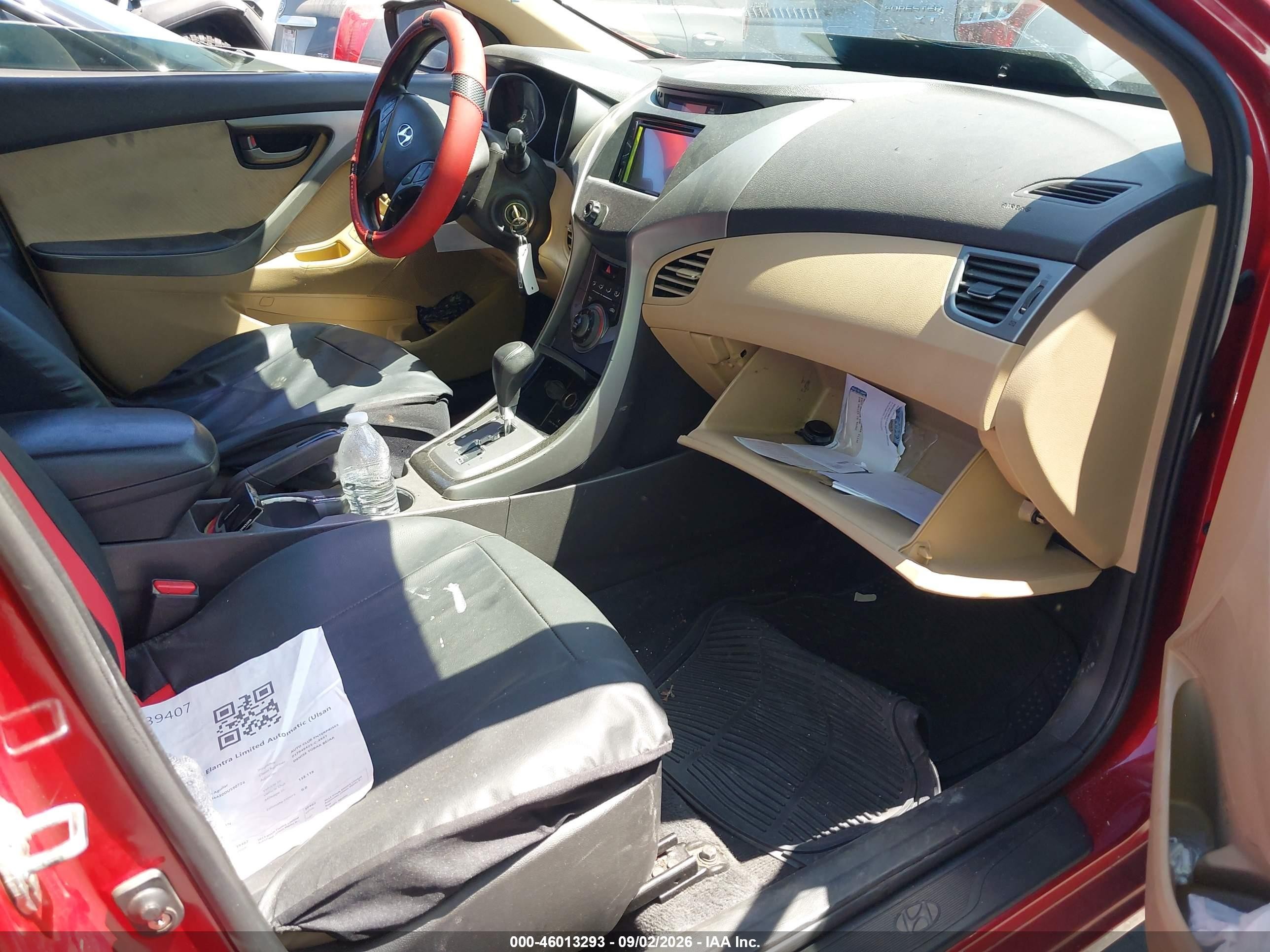 2013 Hyundai Elantra VIN KMHDH4AE0DU590724 IAAI salvage auction — Front End, Salvage Certificate (California), sold $1,100 on 2026-09-13 (photo 5)