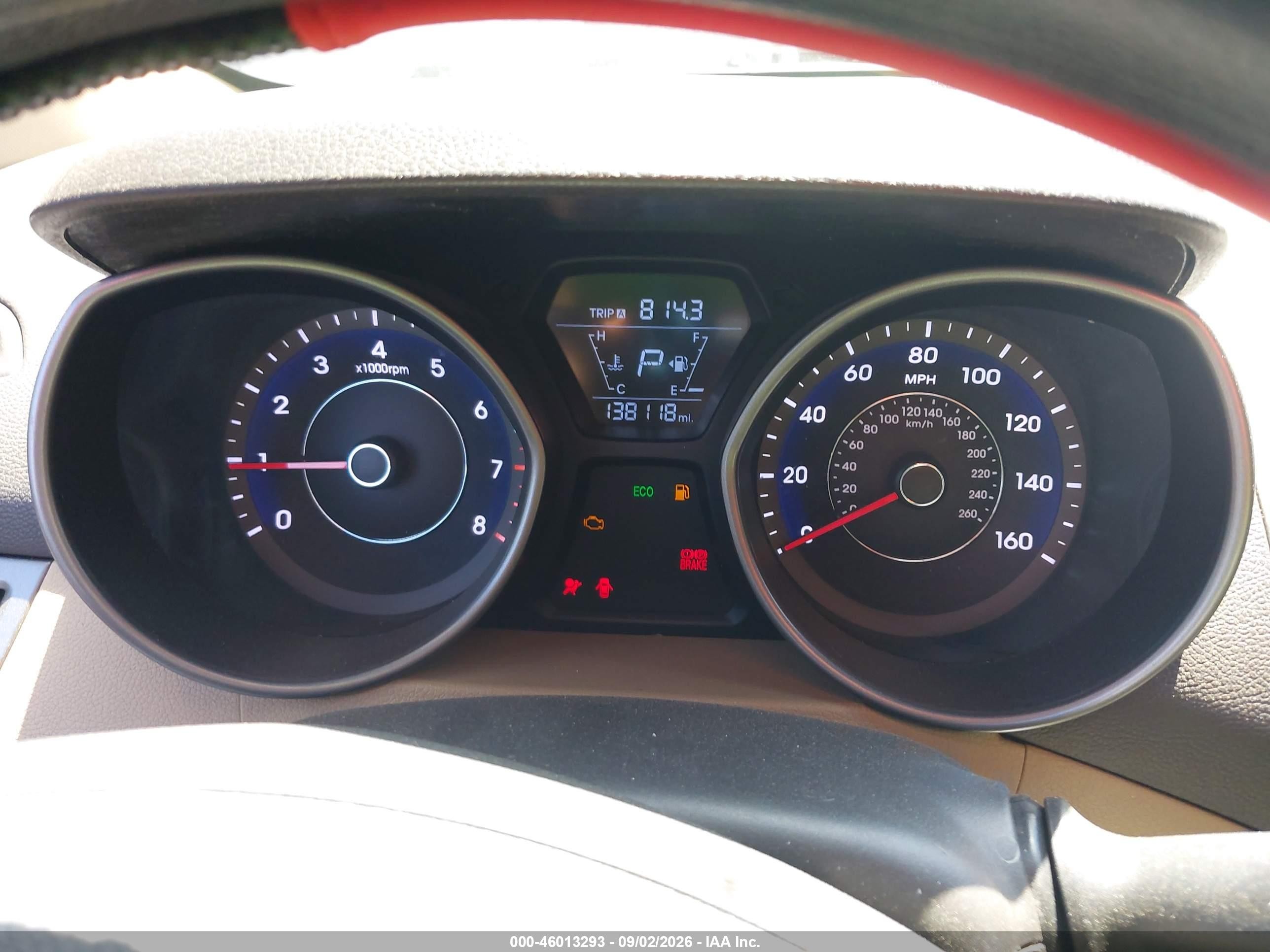 2013 Hyundai Elantra VIN KMHDH4AE0DU590724 IAAI salvage auction — Front End, Salvage Certificate (California), sold $1,100 on 2026-09-13 (photo 7)