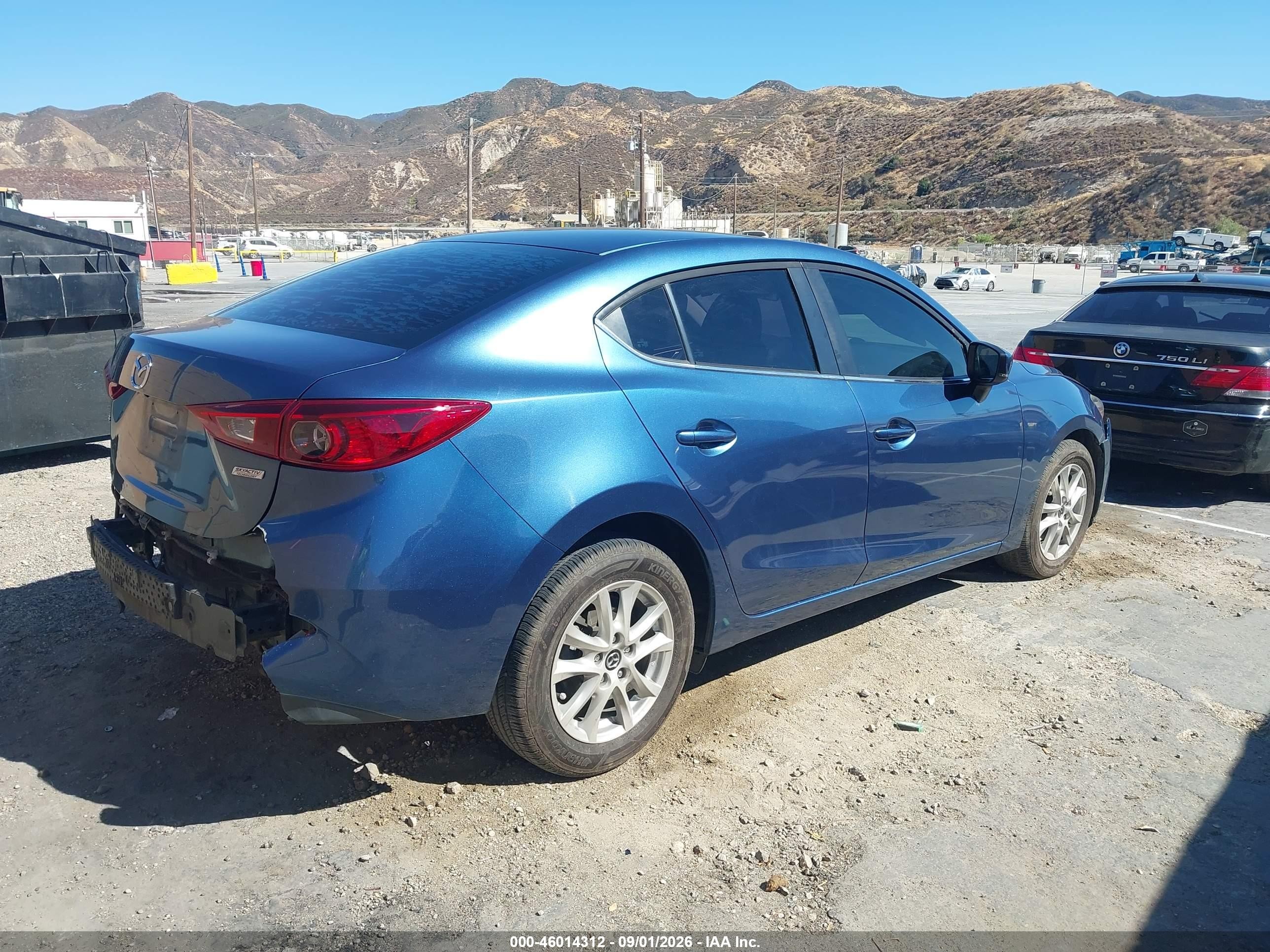 2018 Mazda 3 VIN 3MZBN1U78JM189161 IAAI salvage auction — Front & Rear, Salvage (California), sold $1,000 on 2026-09-19 (photo 4)