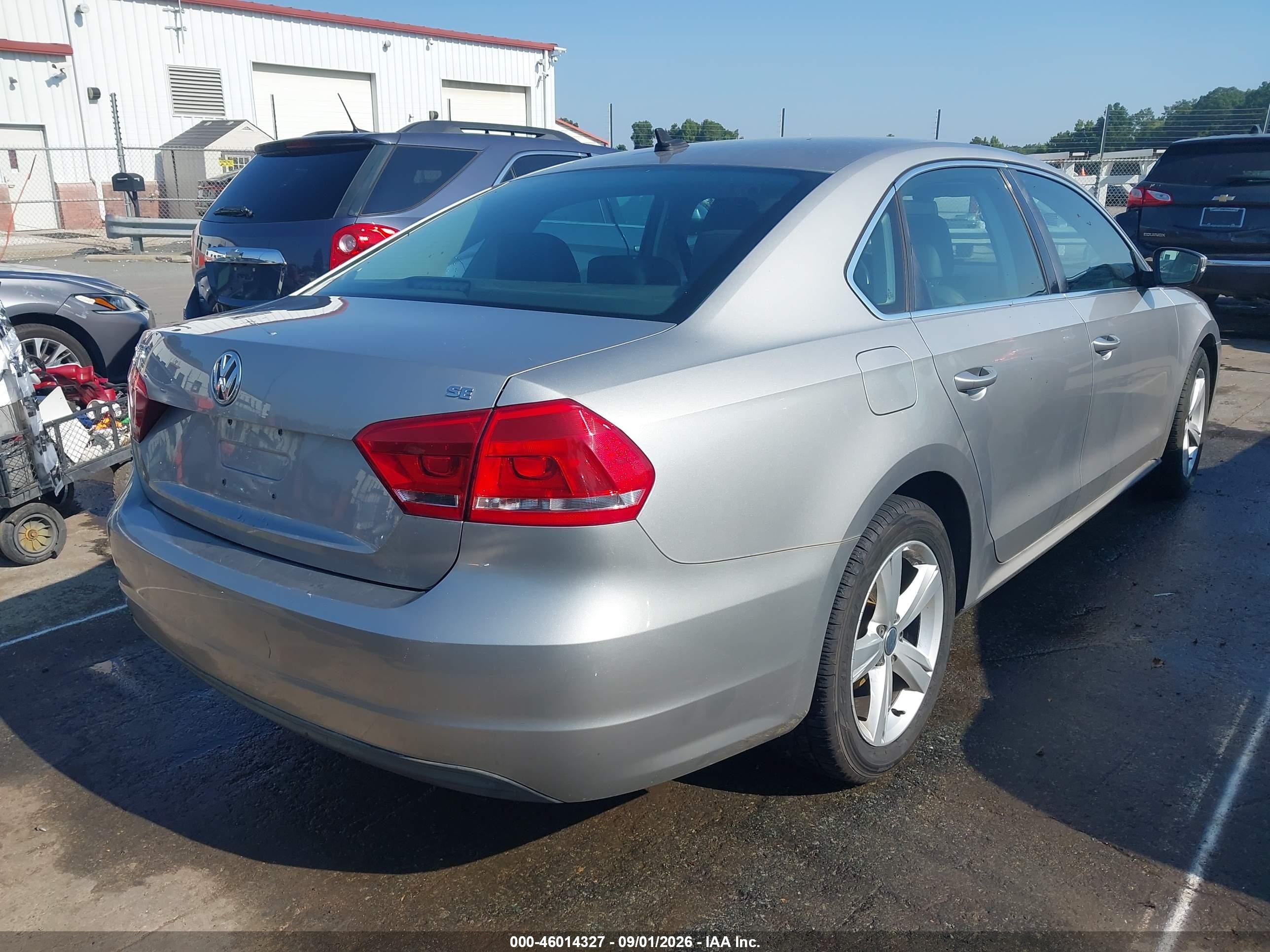 2013 Volkswagen Passat VIN 1VWBP7A38DC121236 IAAI salvage auction — Unknown, Salvage (North Carolina), sold $950 on 2026-09-29 (photo 4)