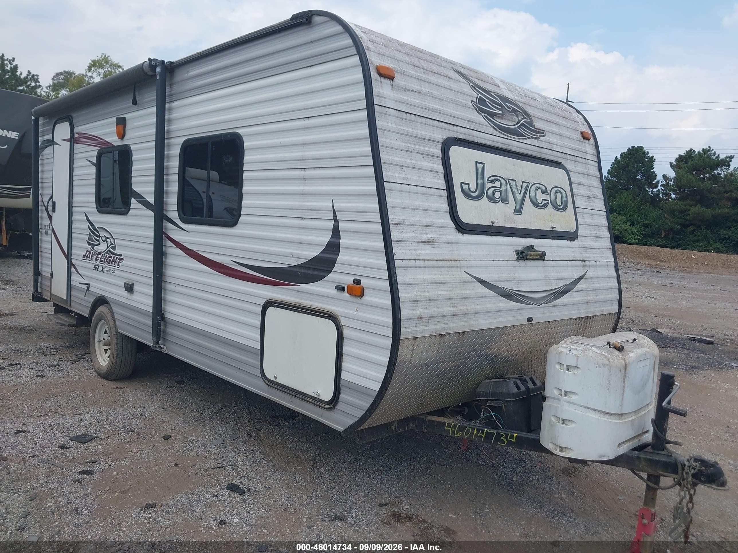 2015 Jayco Jay Flight VIN 1UJBJ0AJ1F17A0511 IAAI salvage auction — Water/Flood, Salvage (Indiana), sold $50 on 2026-10-14 (photo 1)