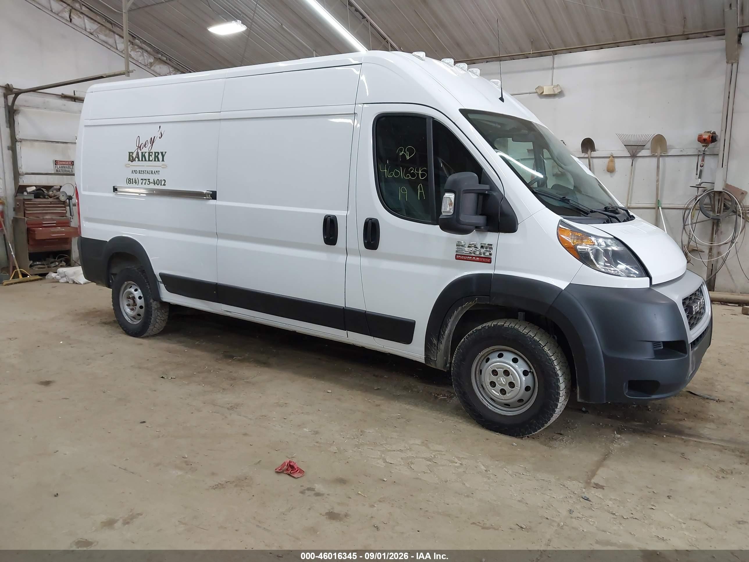 2019 Ram ProMaster 2500 VIN 3C6TRVDG9KE511666 IAAI salvage auction — Hail, Salvage (Pennsylvania), sold $5,800 on 2026-09-12 (photo 1)