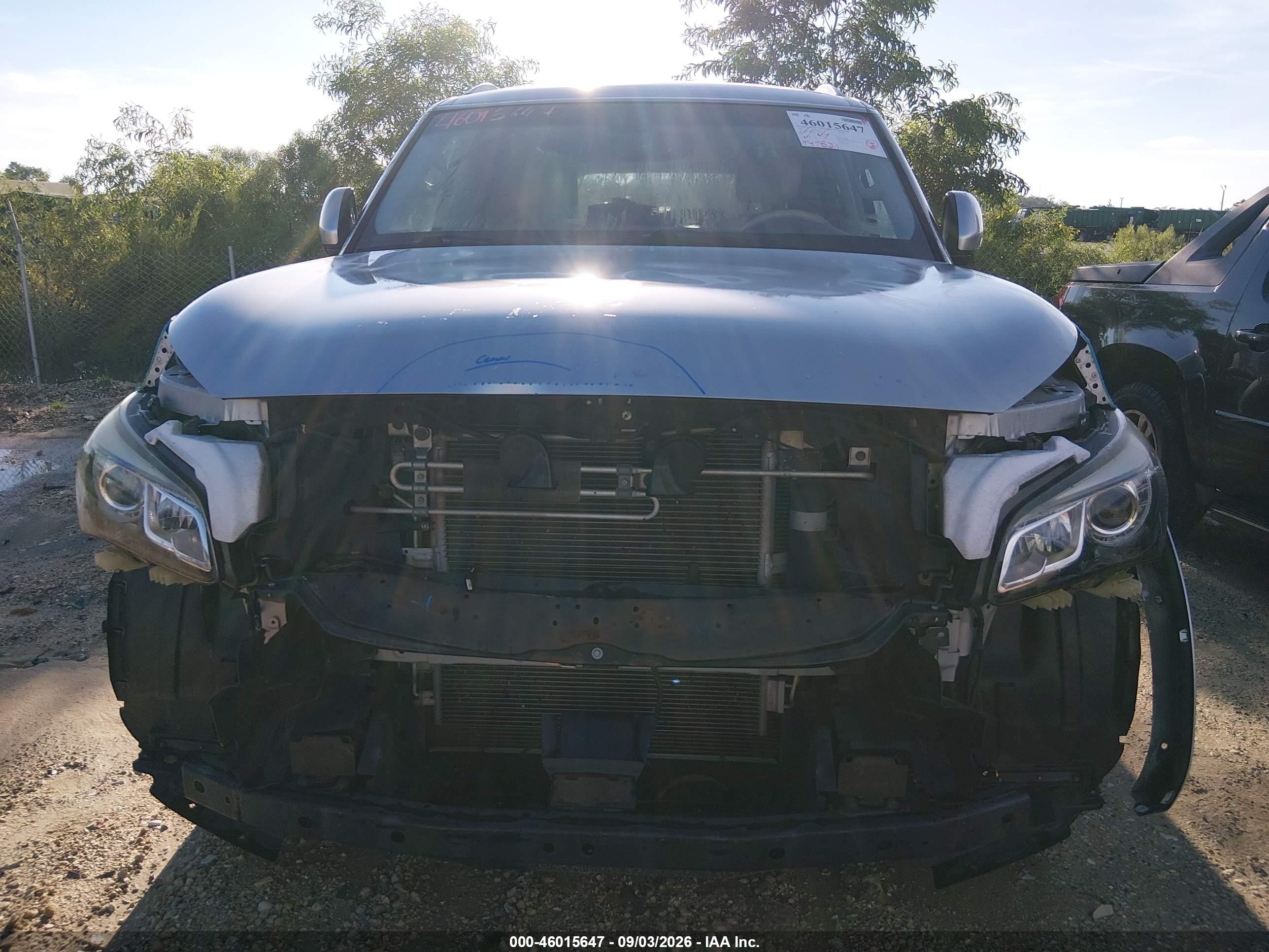 2015 Infiniti QX80 VIN JN8AZ2ND9F9771017 IAAI salvage auction — Front End, Rebuildable (Florida), sold $2,150 on 2026-09-13 (photo 6)