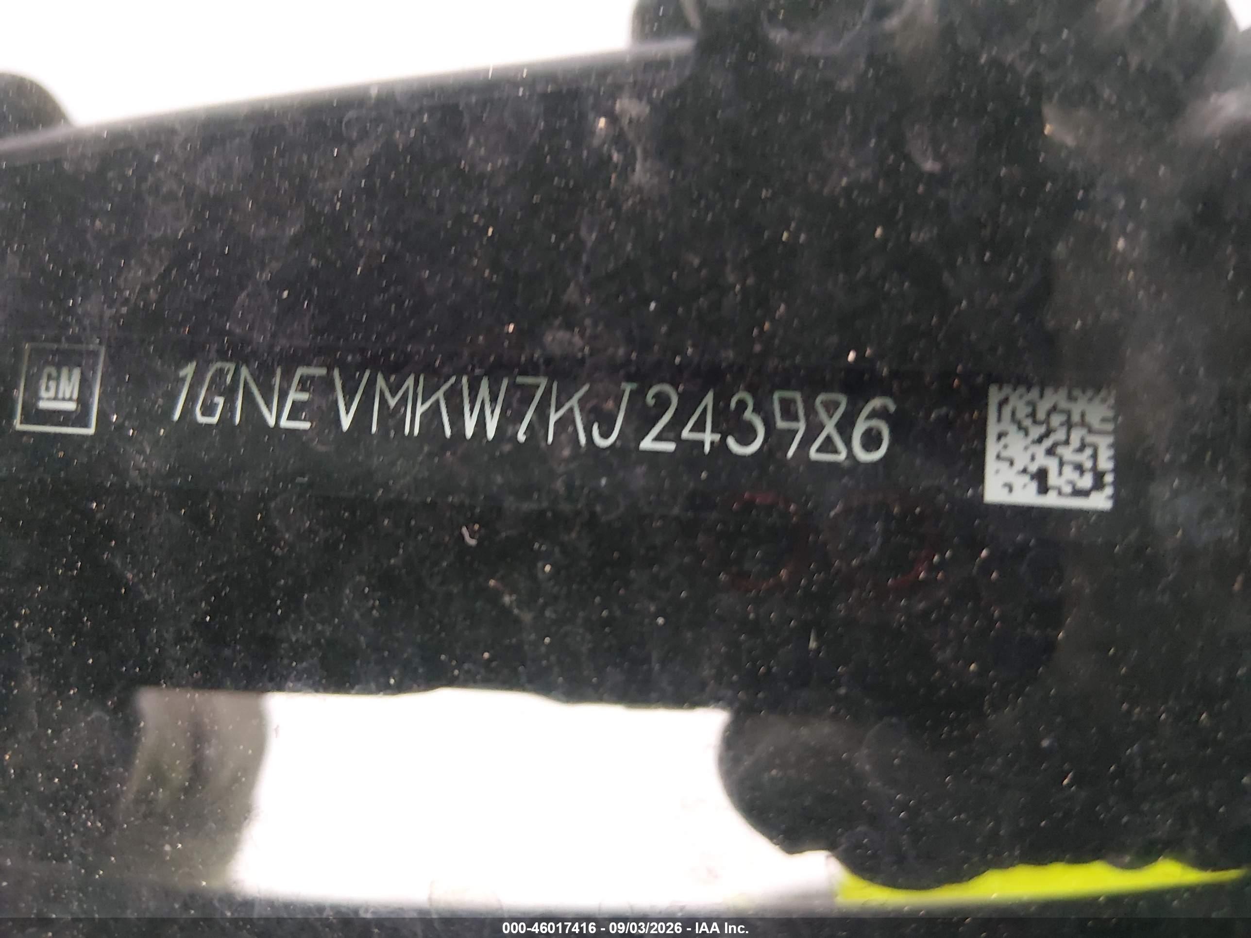 2019 Chevrolet Traverse VIN 1GNEVMKW7KJ243986 IAAI salvage auction — All Over, Clear (Kansas), sold $3,675 on 2026-10-03 (photo 9)