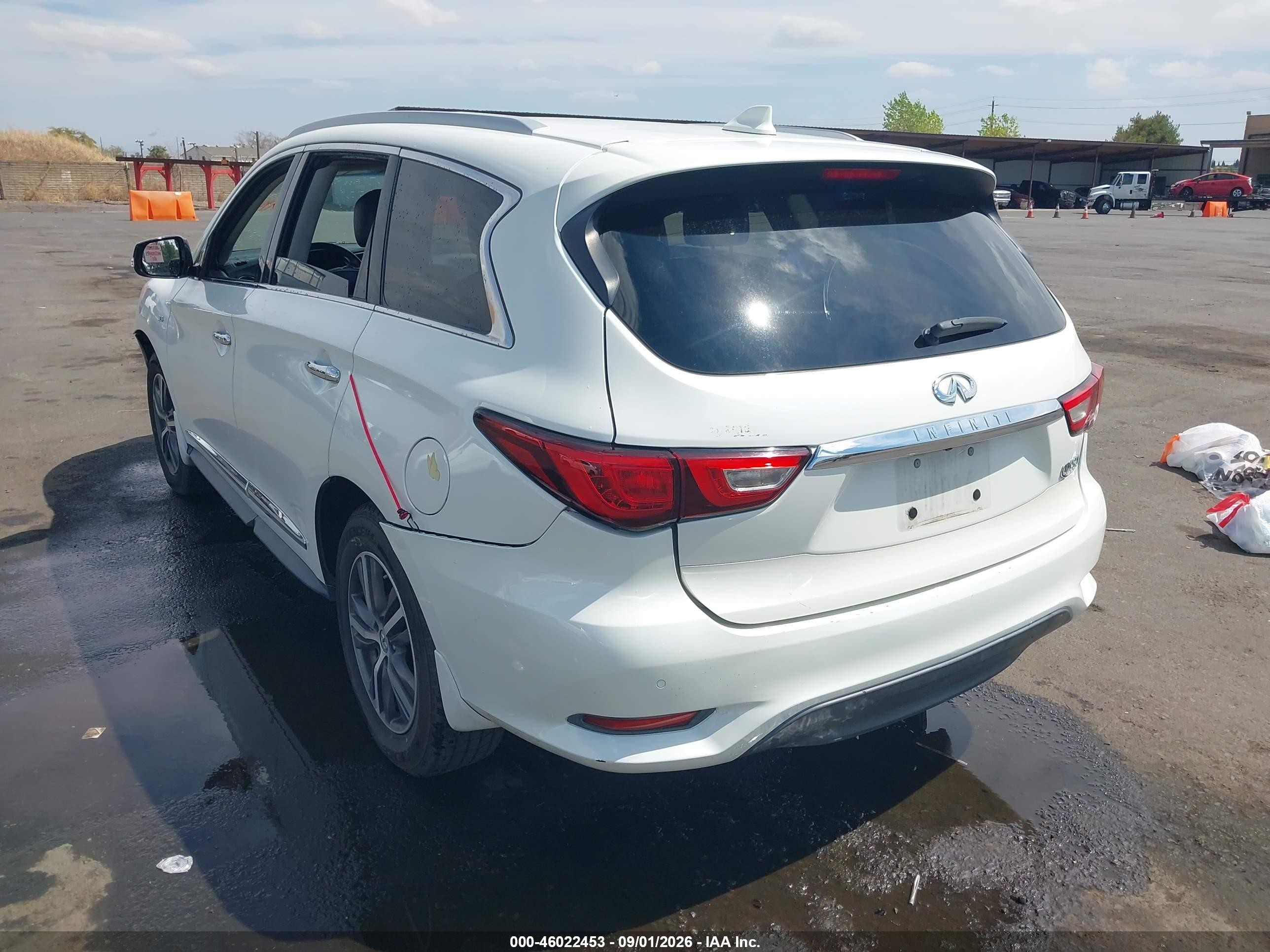 2016 Infiniti QX60 VIN 5N1AL0MN2GC531996 IAAI salvage auction — Front End, Salvage (California), sold $1,300 on 2026-09-12 (photo 3)