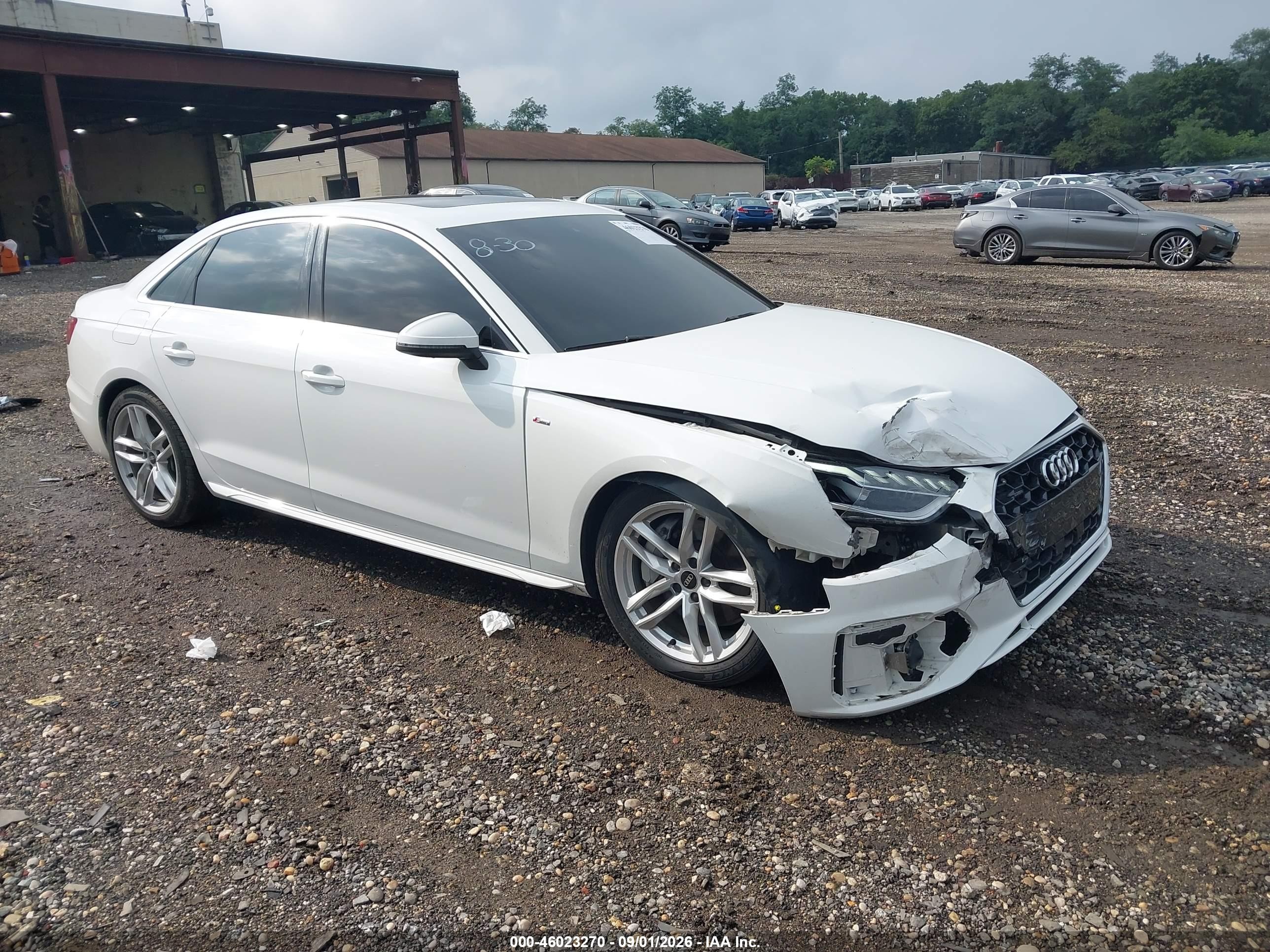 2023 Audi A4 VIN WAUEAAF43PA036186 — IAAI salvage auction photo