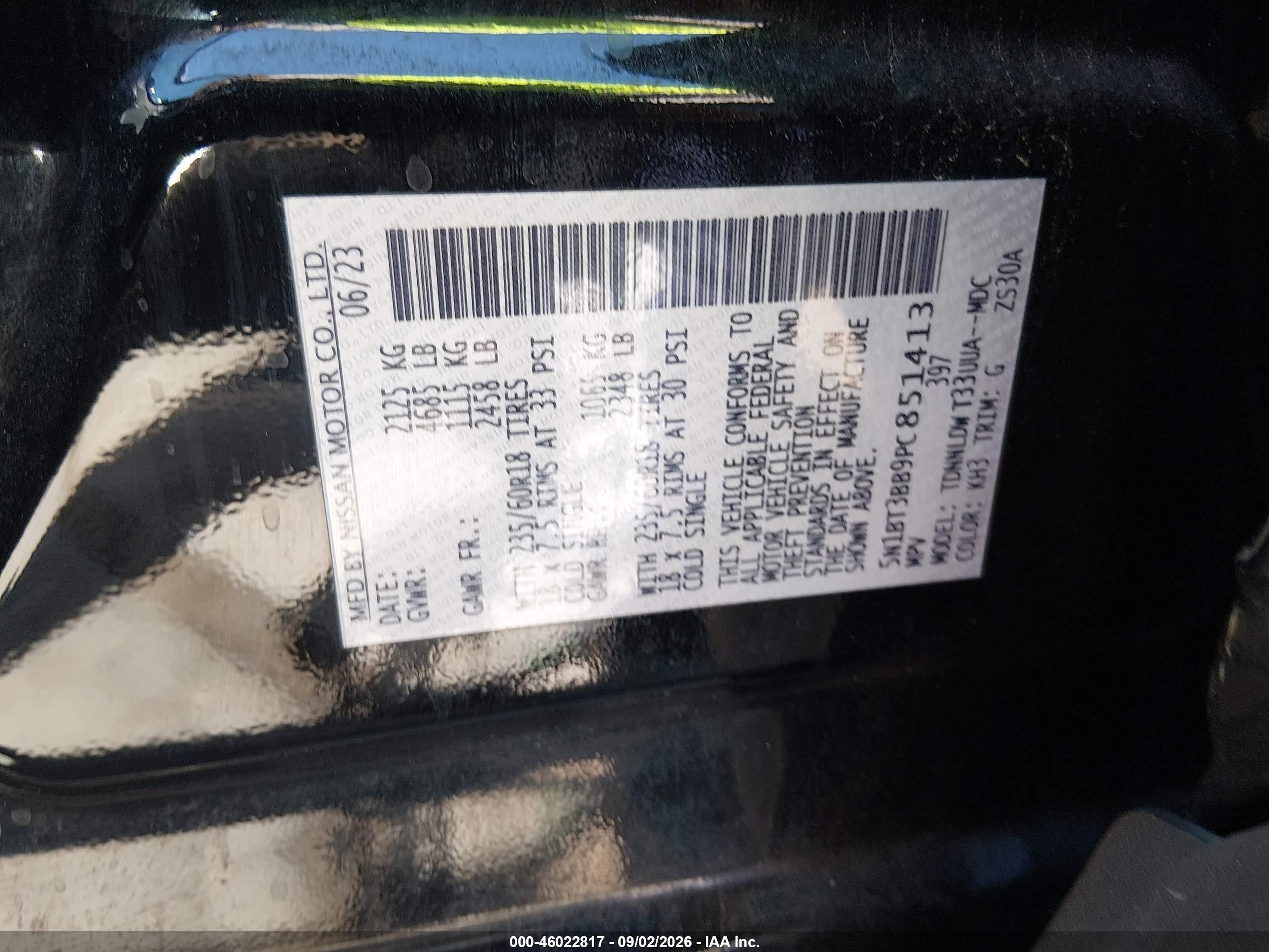2023 Nissan Rogue VIN 5N1BT3BB9PC851413 IAAI salvage auction — Normal Wear, Clear (Florida), sold $12,500 on 2026-09-08 (photo 9)