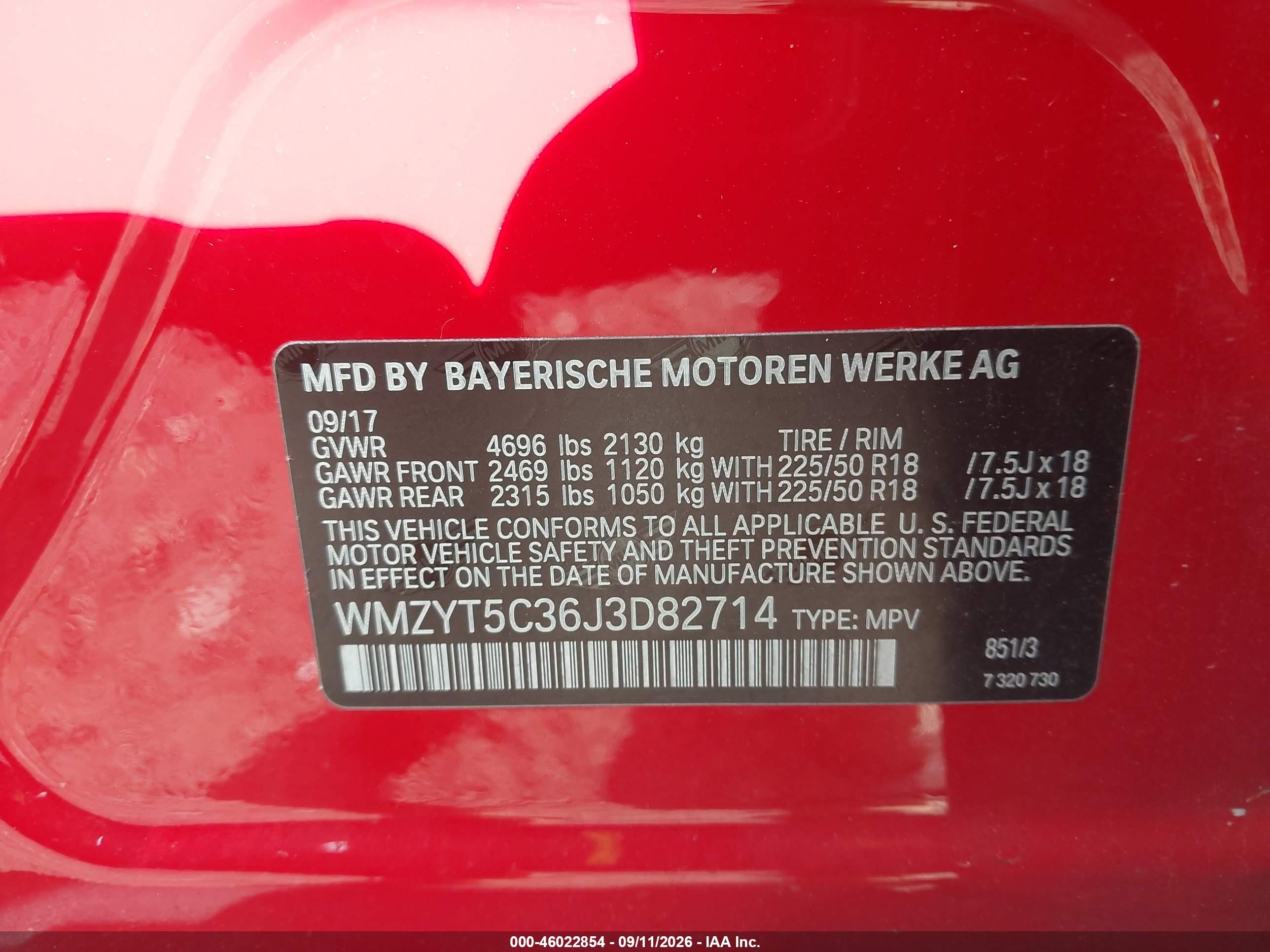 2018 Mini Countryman VIN WMZYT5C36J3D82714 IAAI salvage auction — Side, Salvage (Rhode Island), sold $5,800 on 2026-10-08 (photo 9)