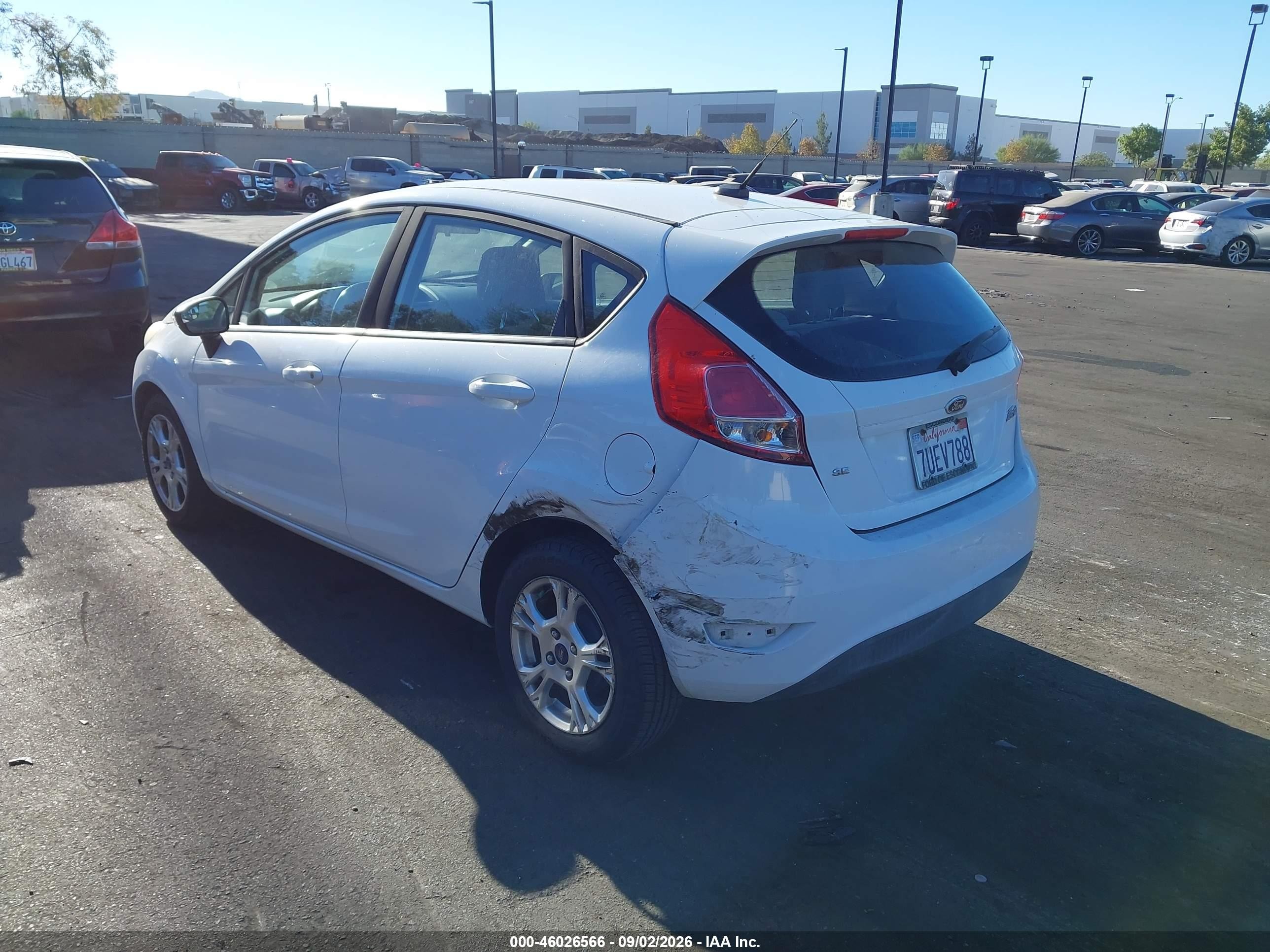 2016 Ford Fiesta VIN 3FADP4EJXGM120133 IAAI salvage auction — Rear End, Salvage Certificate (California), sold $650 on 2026-09-13 (photo 3)