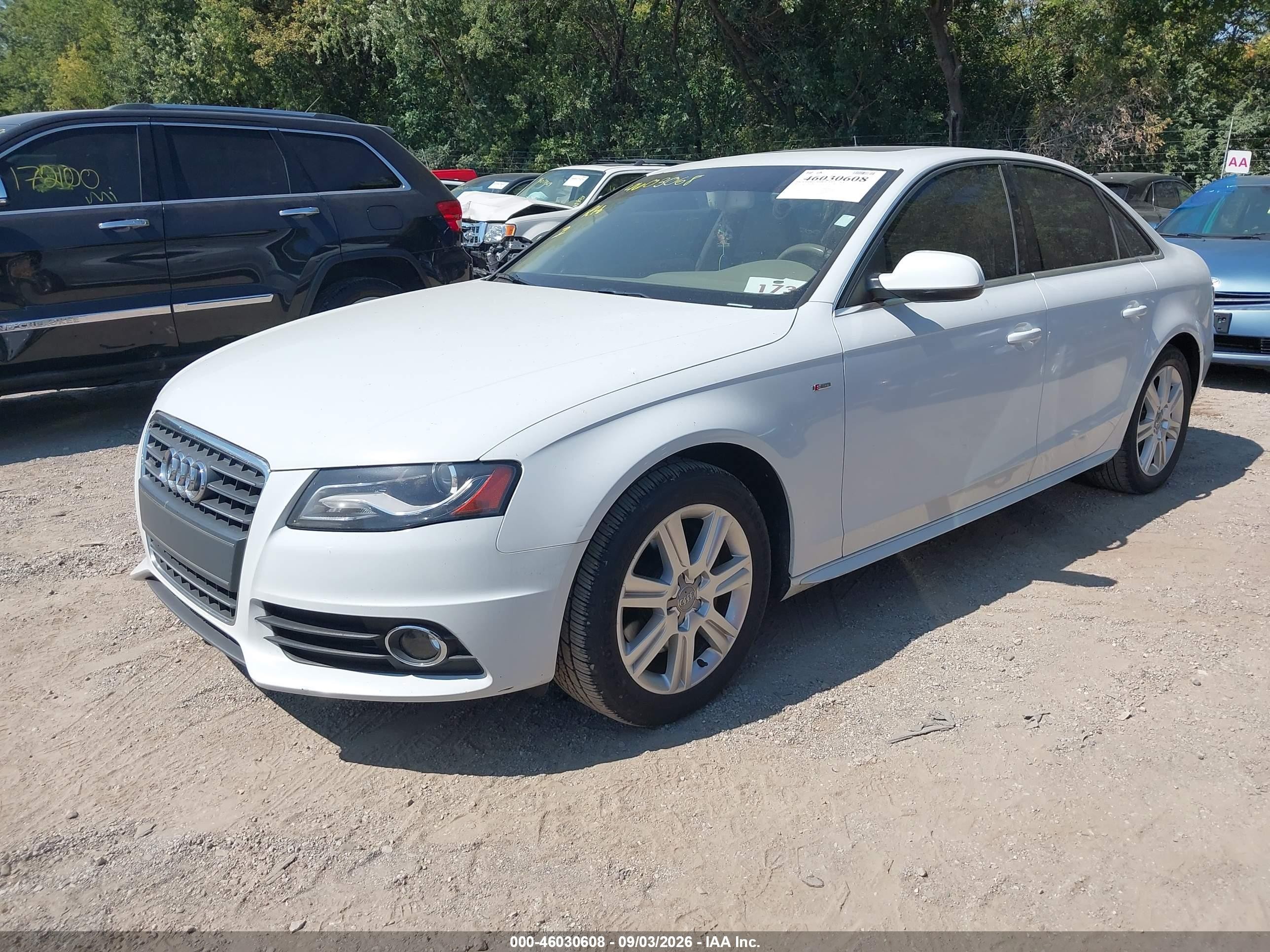 2012 Audi A4 VIN WAUFFBFL4CA115413 IAAI salvage auction — Normal Wear, Clear (Indiana), sold $600 on 2026-09-09 (photo 2)