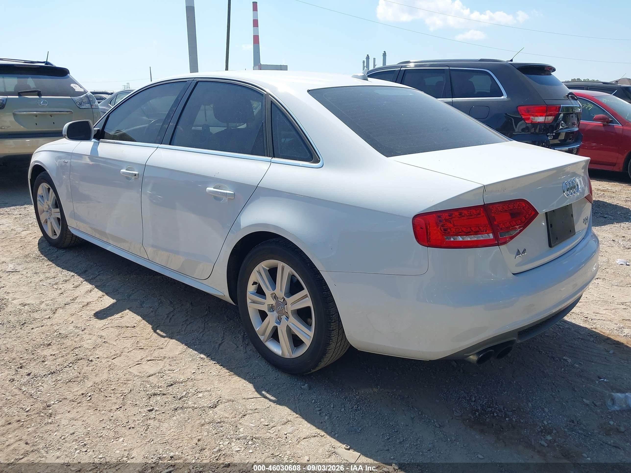 2012 Audi A4 VIN WAUFFBFL4CA115413 IAAI salvage auction — Normal Wear, Clear (Indiana), sold $600 on 2026-09-09 (photo 3)