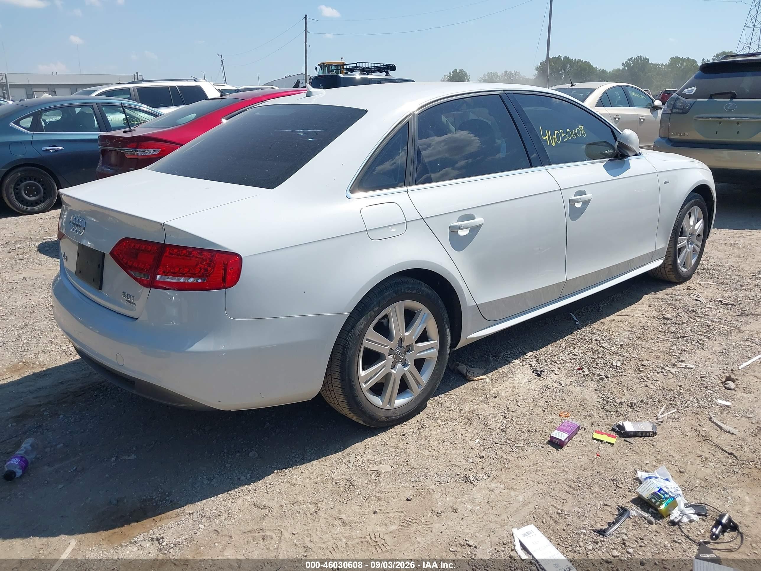 2012 Audi A4 VIN WAUFFBFL4CA115413 IAAI salvage auction — Normal Wear, Clear (Indiana), sold $600 on 2026-09-09 (photo 4)